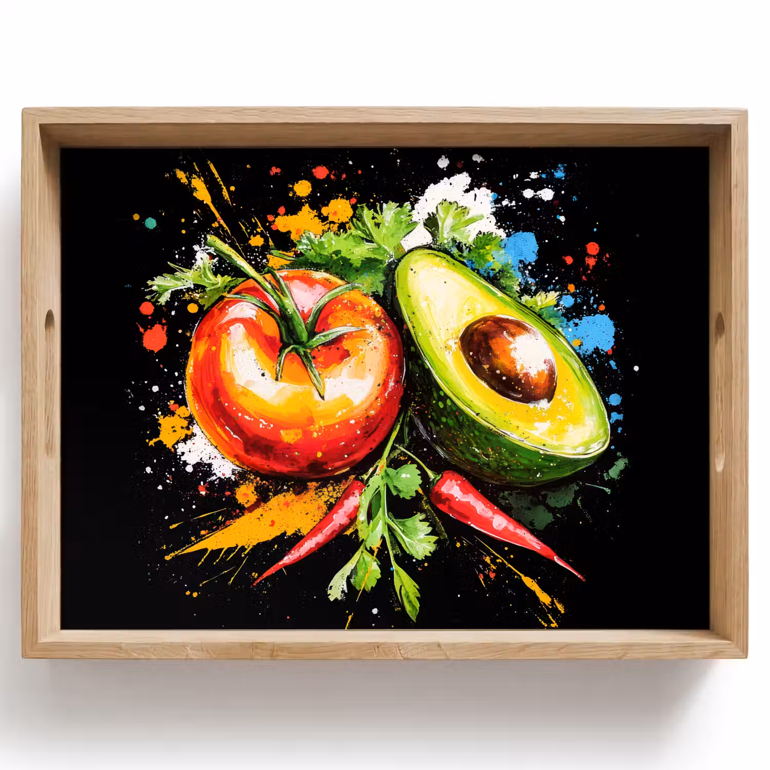Tomaat - Avocado - Peper - Graffiti - Verf - Modern Dienblad Rechthoek middel -z3d_shopping