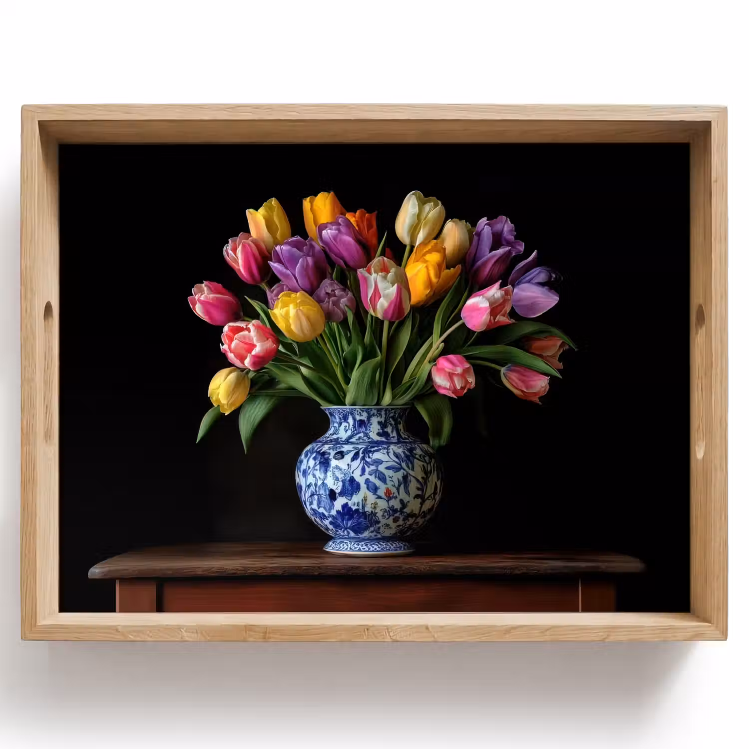 Tulpen - Kleuren - Hout - Vaas Dienblad Rechthoek middel -z3d_shopping