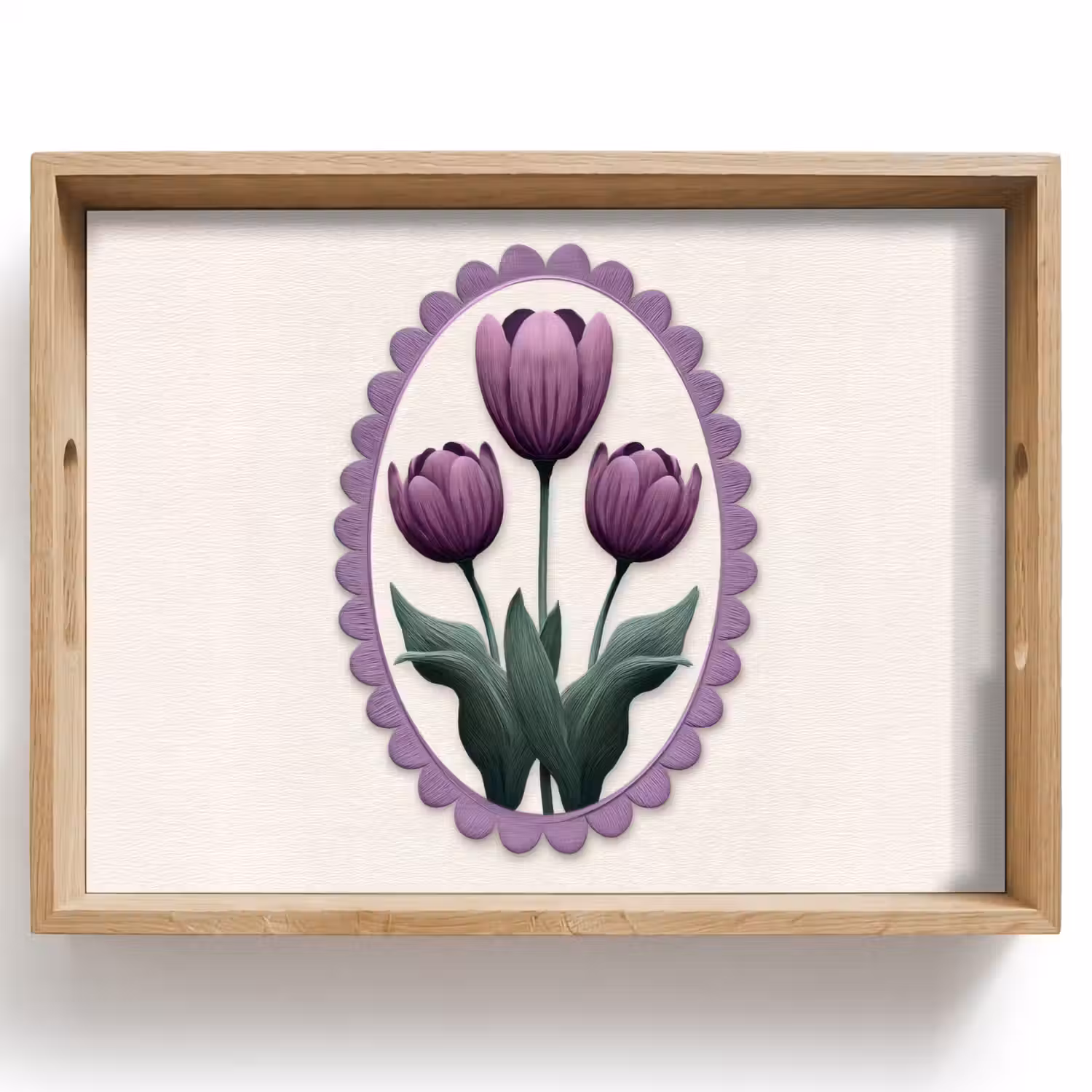 Tulpen - Paars - Lijst - Bladeren Dienblad Rechthoek middel -z3d_shopping