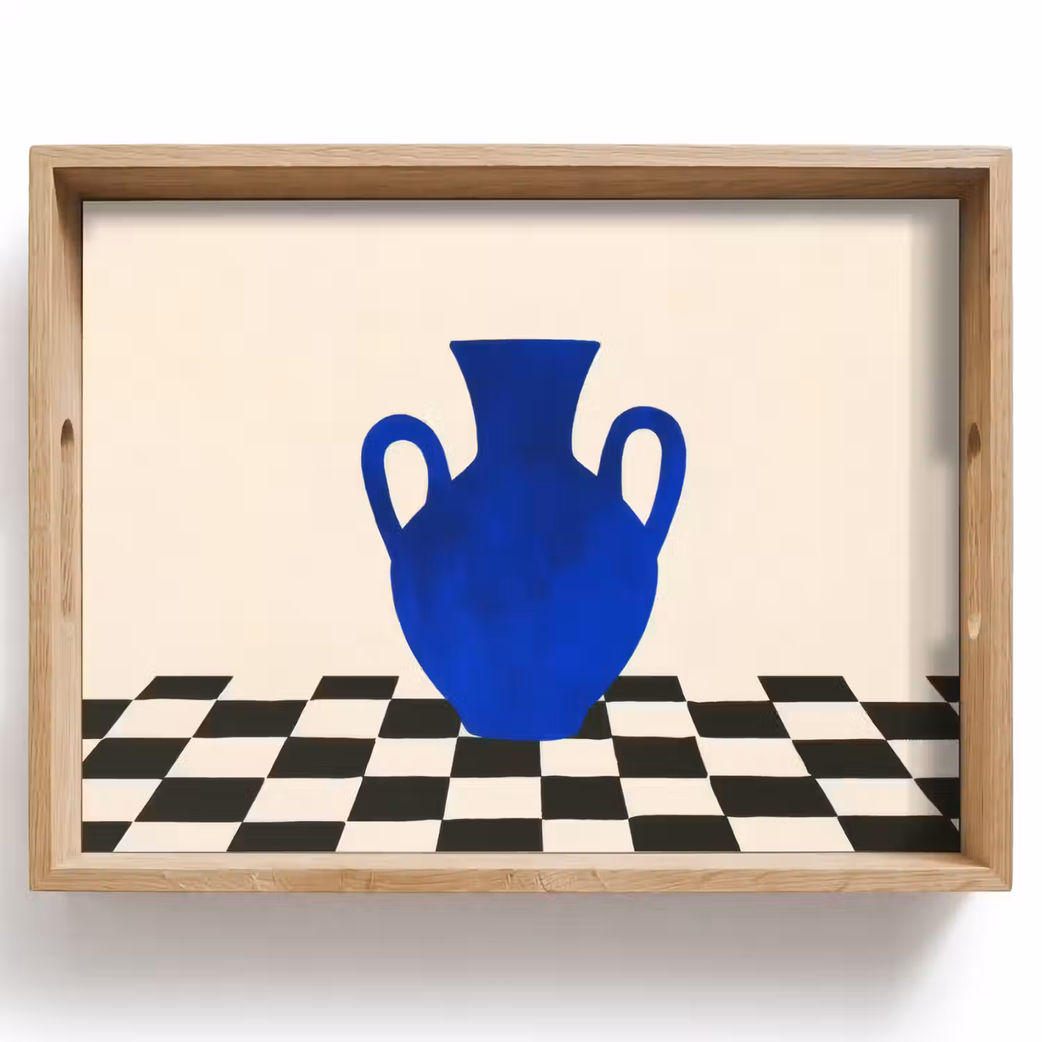 Vaas - Blauw - Geblokt - Modern Dienblad Rechthoek middel -z3d_shopping