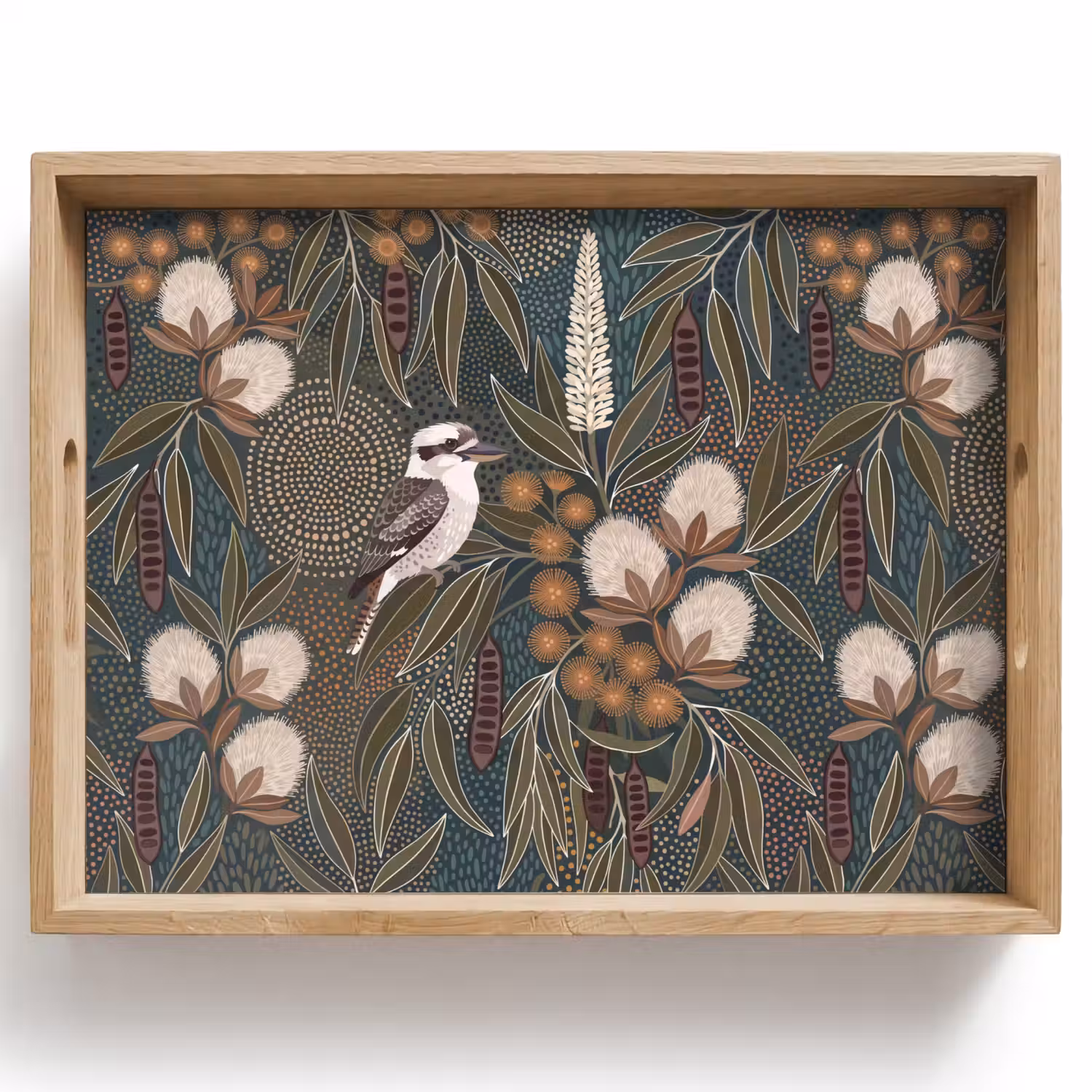 Vogel - Bladeren - Natuur - Illustratie - Groen Dienblad Rechthoek middel -z3d_shopping