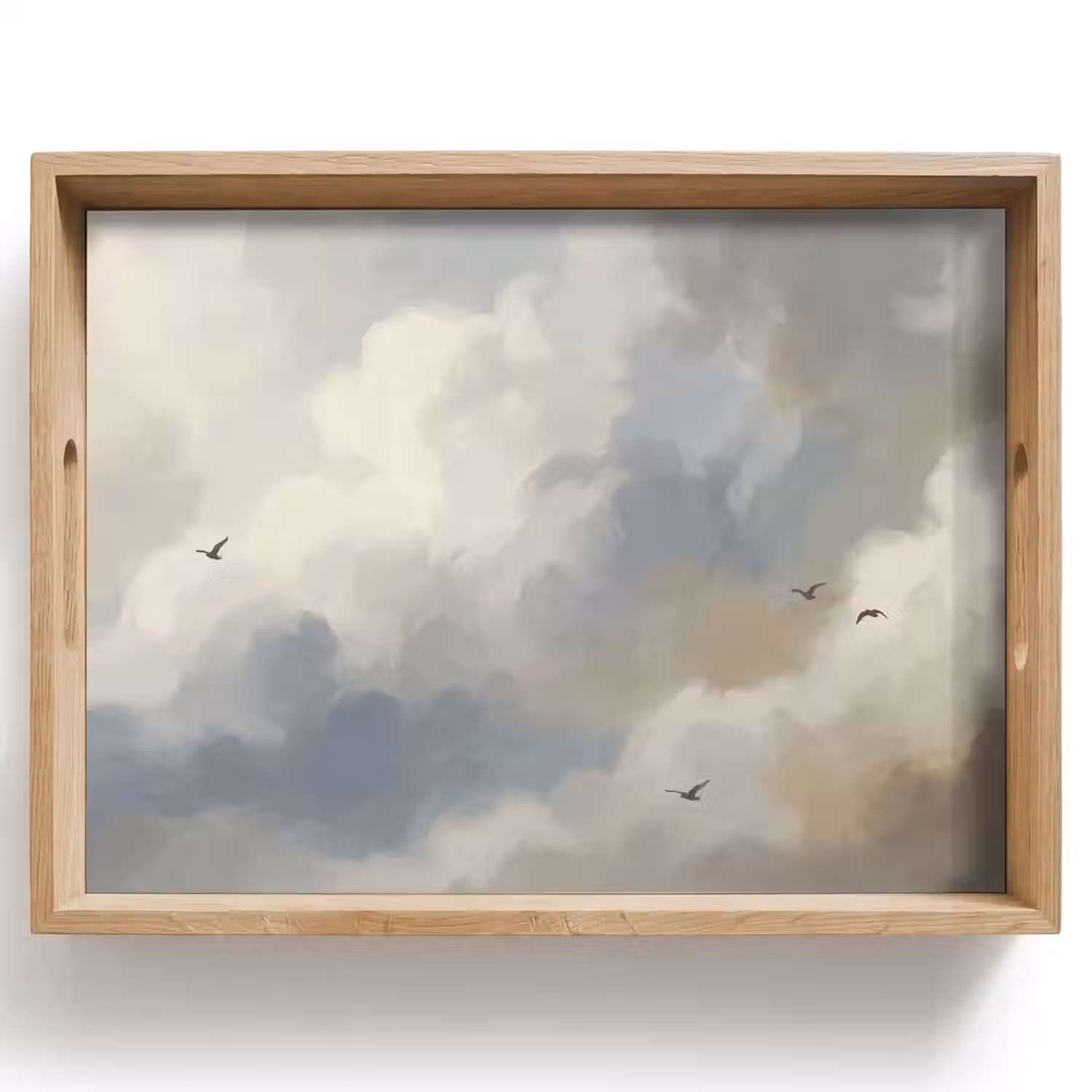 Vogel - Wolken - Natuur - Modern - Grijs Dienblad Rechthoek middel -z3d_shopping