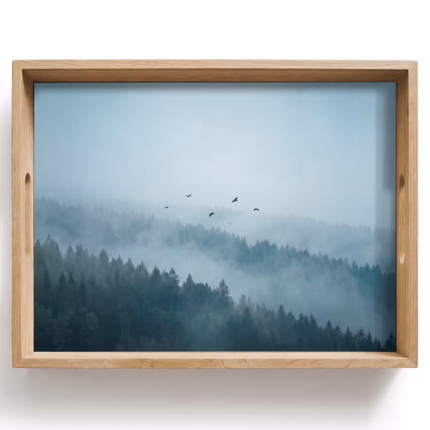 Bos - Mist - Vogels - Natuur - Groen Dienblad Rechthoek middel -z3d_shopping