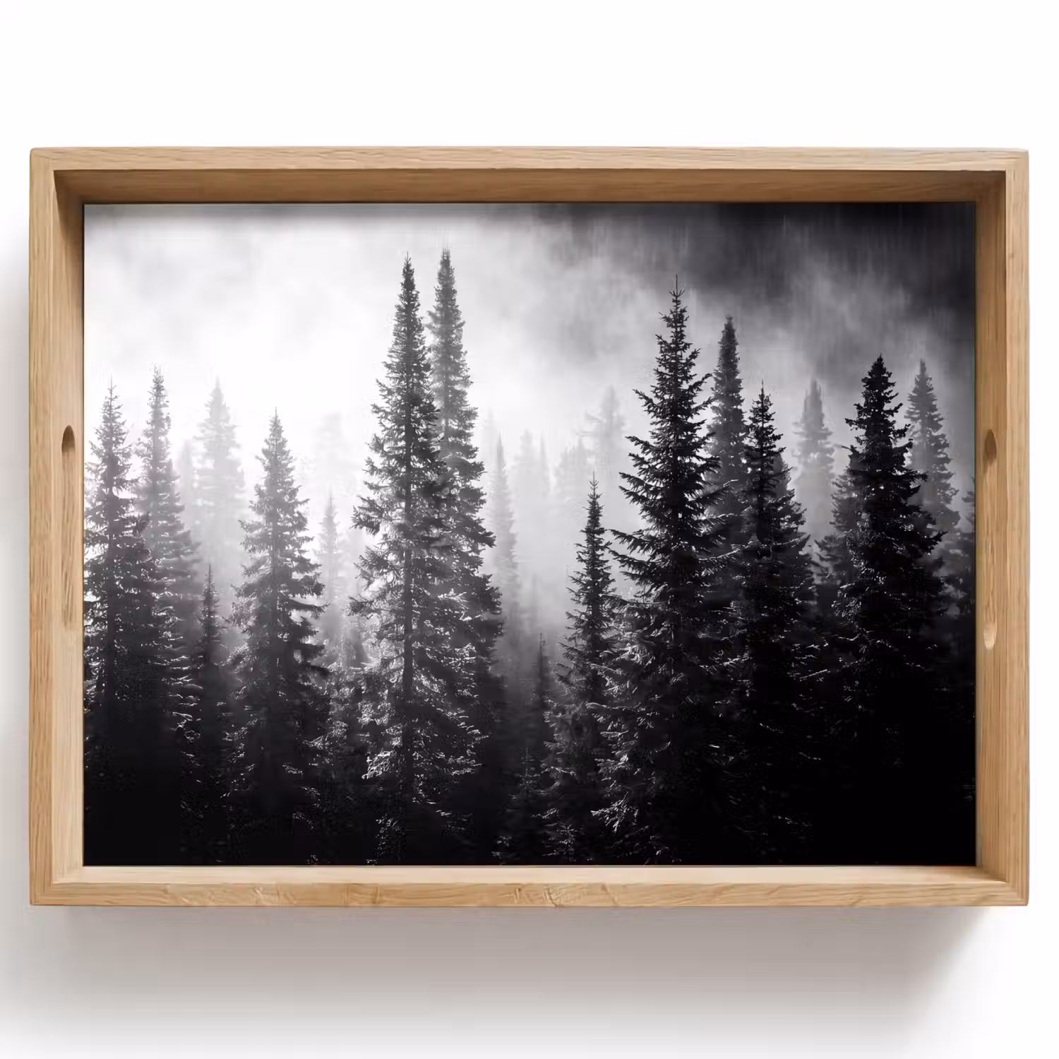 Bos - Mist - Winter - Monochroom - Natuur Dienblad Rechthoek middel -z3d_shopping