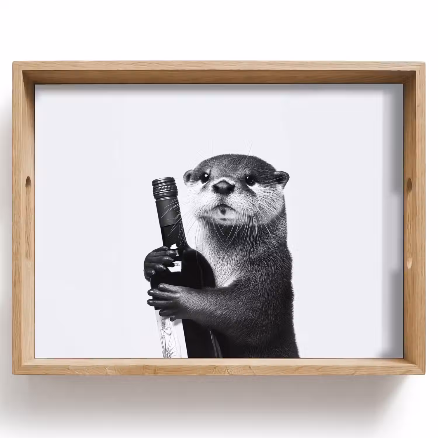 Wijnfles - Otter - Zwart Dienblad Rechthoek middel -z3d_shopping