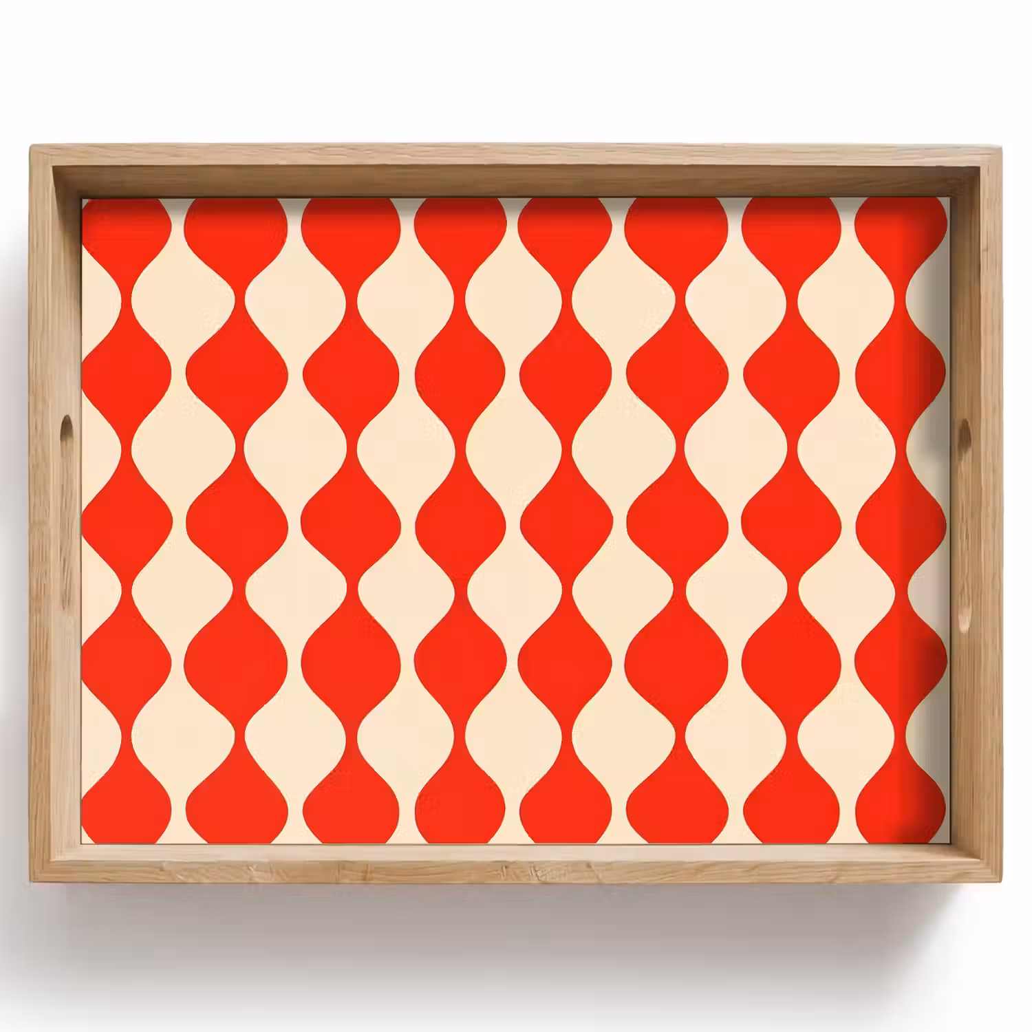 Golvend patroon - Retro - Rood - Beige Dienblad Rechthoek middel 911 -z3d_shopping