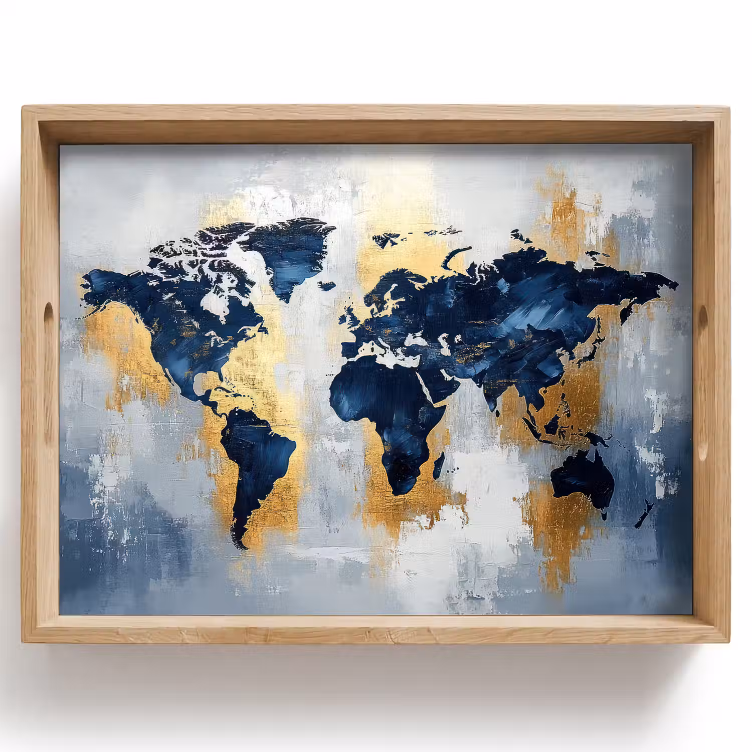 Wereldkaart - Blauw - Abstract Dienblad Rechthoek middel -z3d_shopping