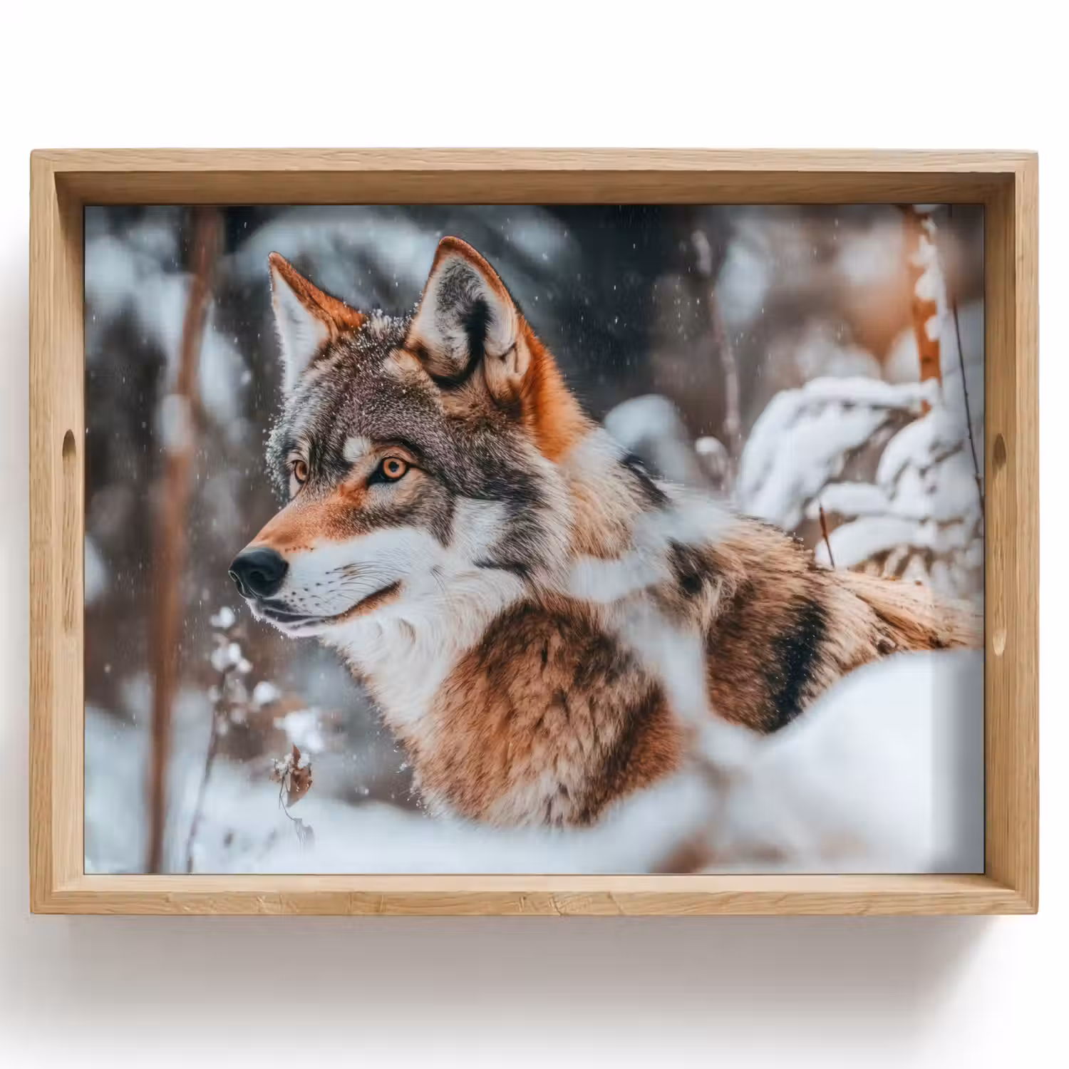 Wolf - Sneeuw - Winter - Dieren - Natuur - Sneeuw Dienblad Rechthoek middel -z3d_shopping