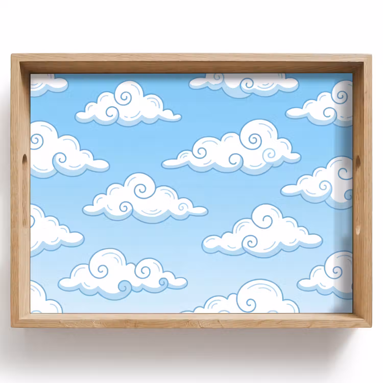 Wolk - Lucht - Cartoon - Blauw - Wit Dienblad Rechthoek middel -z3d_shopping