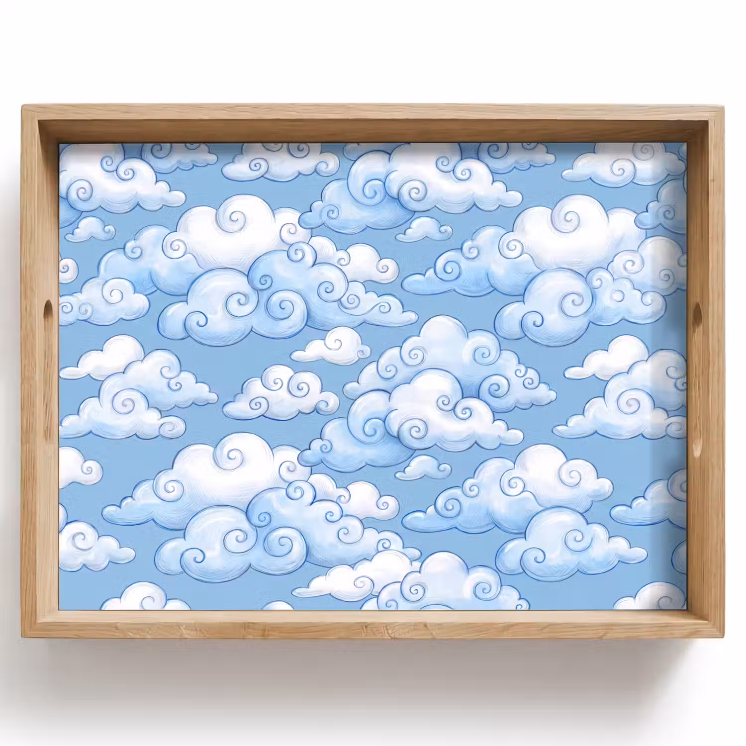Wolken - Patroon - Hemel - Illustratie - Wit Dienblad Rechthoek middel -z3d_shopping