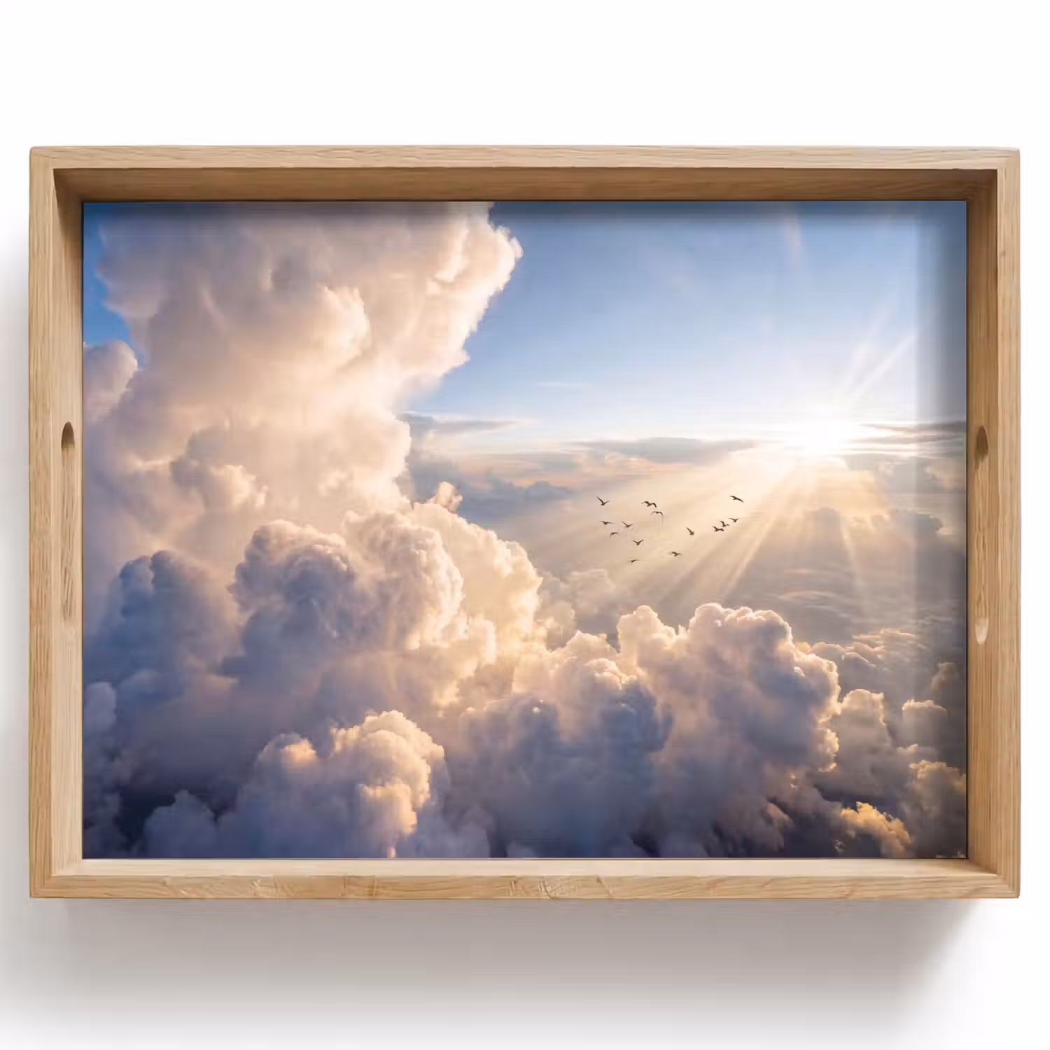Wolken - Zonnestralen - Natuur - Wit Dienblad Rechthoek middel -z3d_shopping