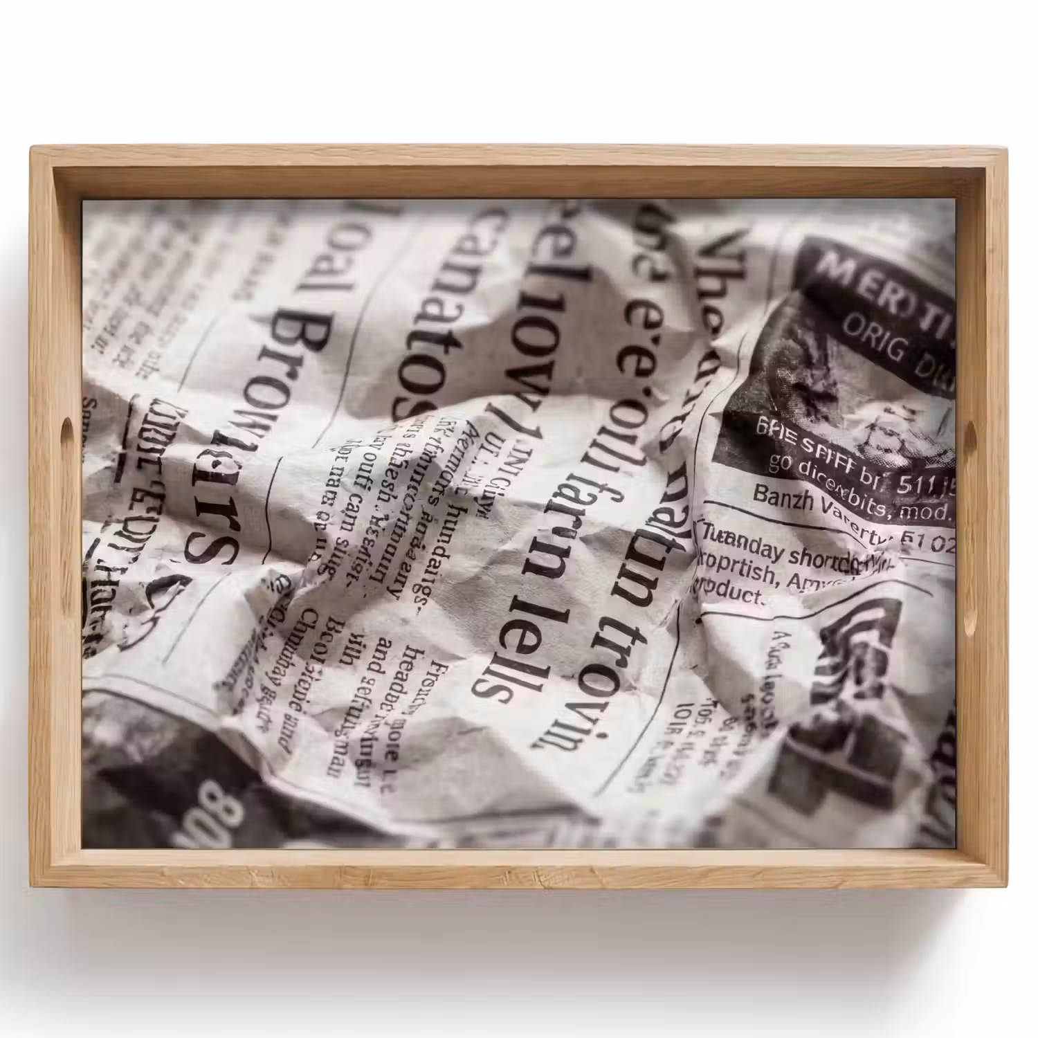 Krant - Gekreukeld - Textuur - Vintage - Zwart-wit Dienblad Rechthoek middel -z3d_shopping