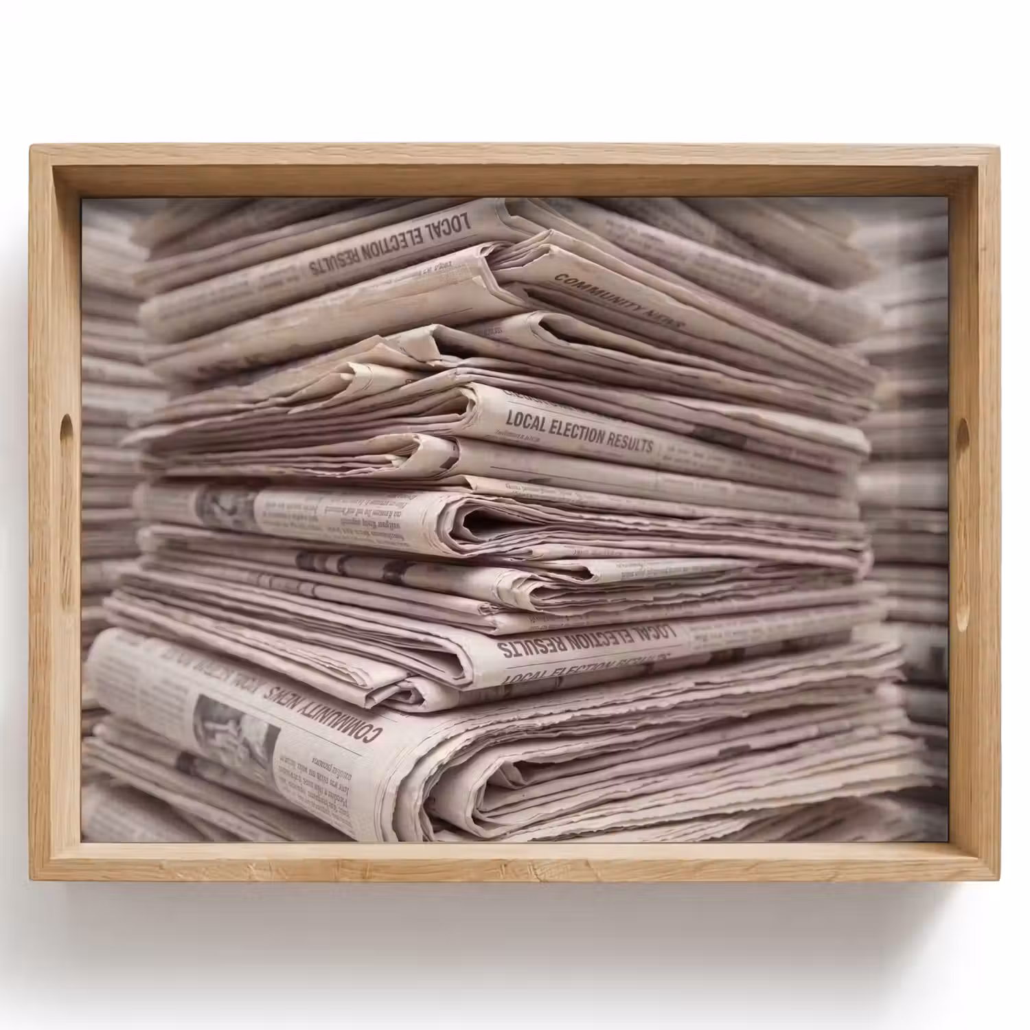 Kranten - Stapel - Nieuws - Vintage - Beige Dienblad Rechthoek middel -z3d_shopping