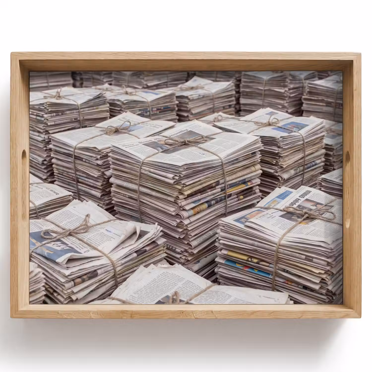 Kranten - Stapels - Touw - Informatie - Vintage Dienblad Rechthoek middel -z3d_shopping