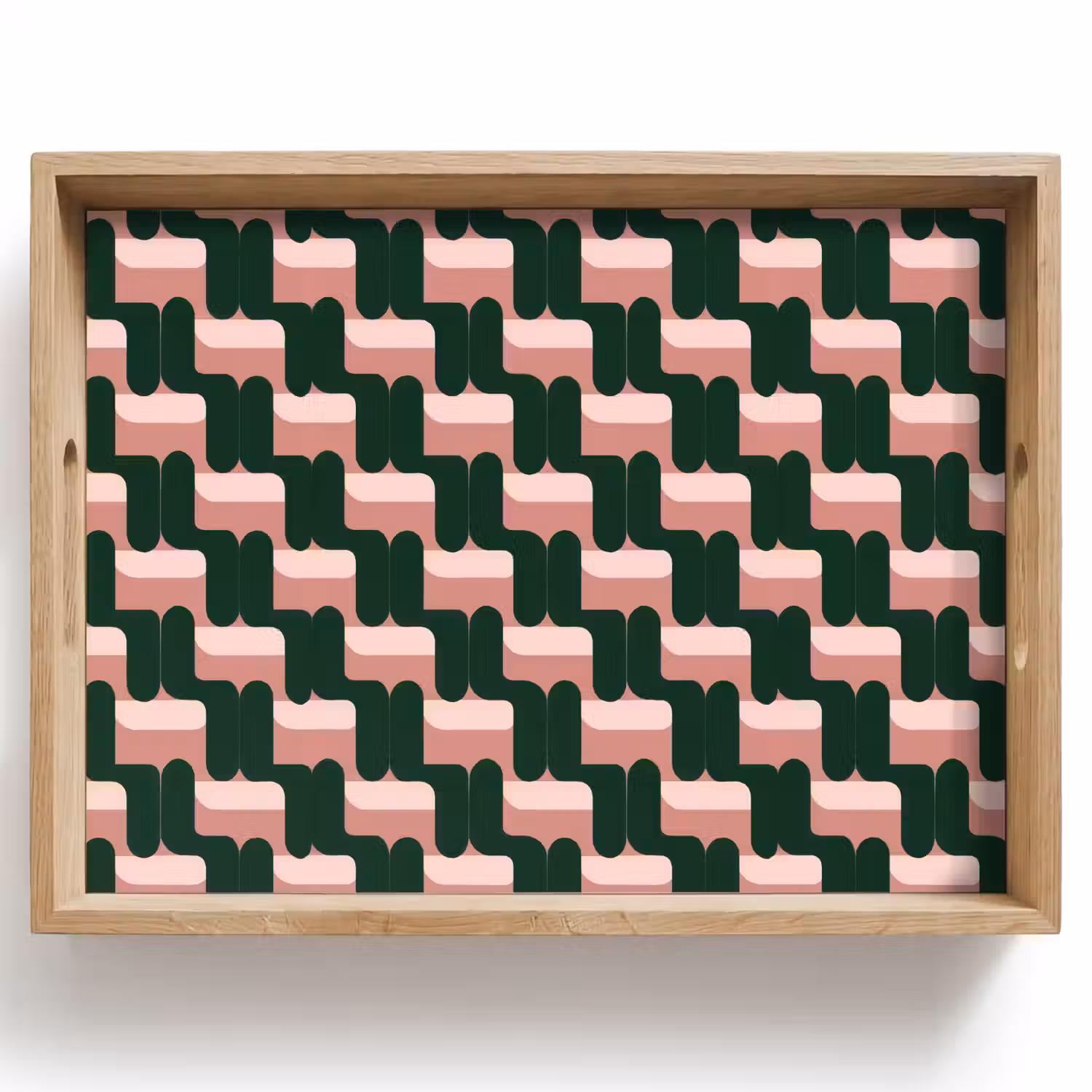 Vlechtpatroon - Groen - Roze - Geometrisch Dienblad Rechthoek middel 911 -z3d_shopping