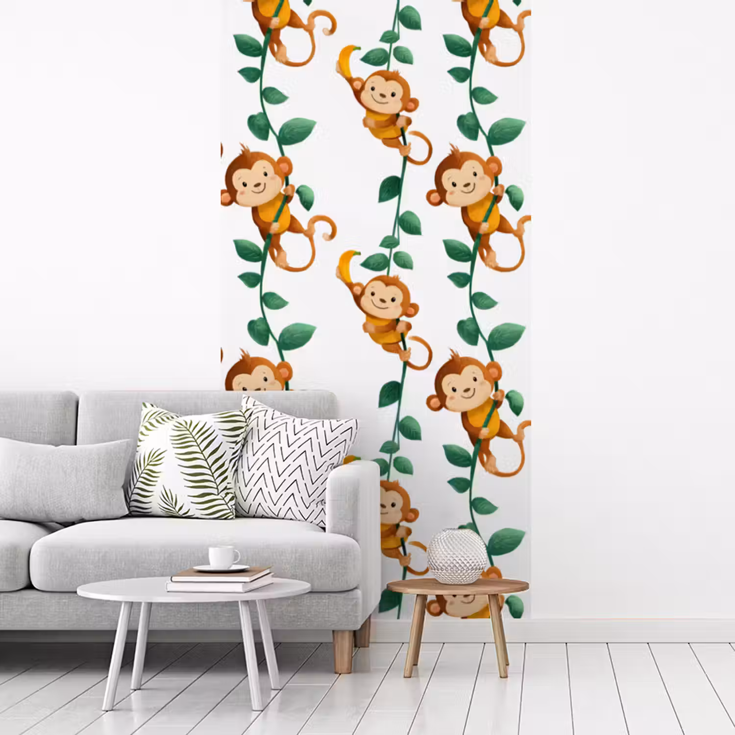 Apen - Lianen - Kleurrijk fotobehang vinyl groot 64 -woonkamer
