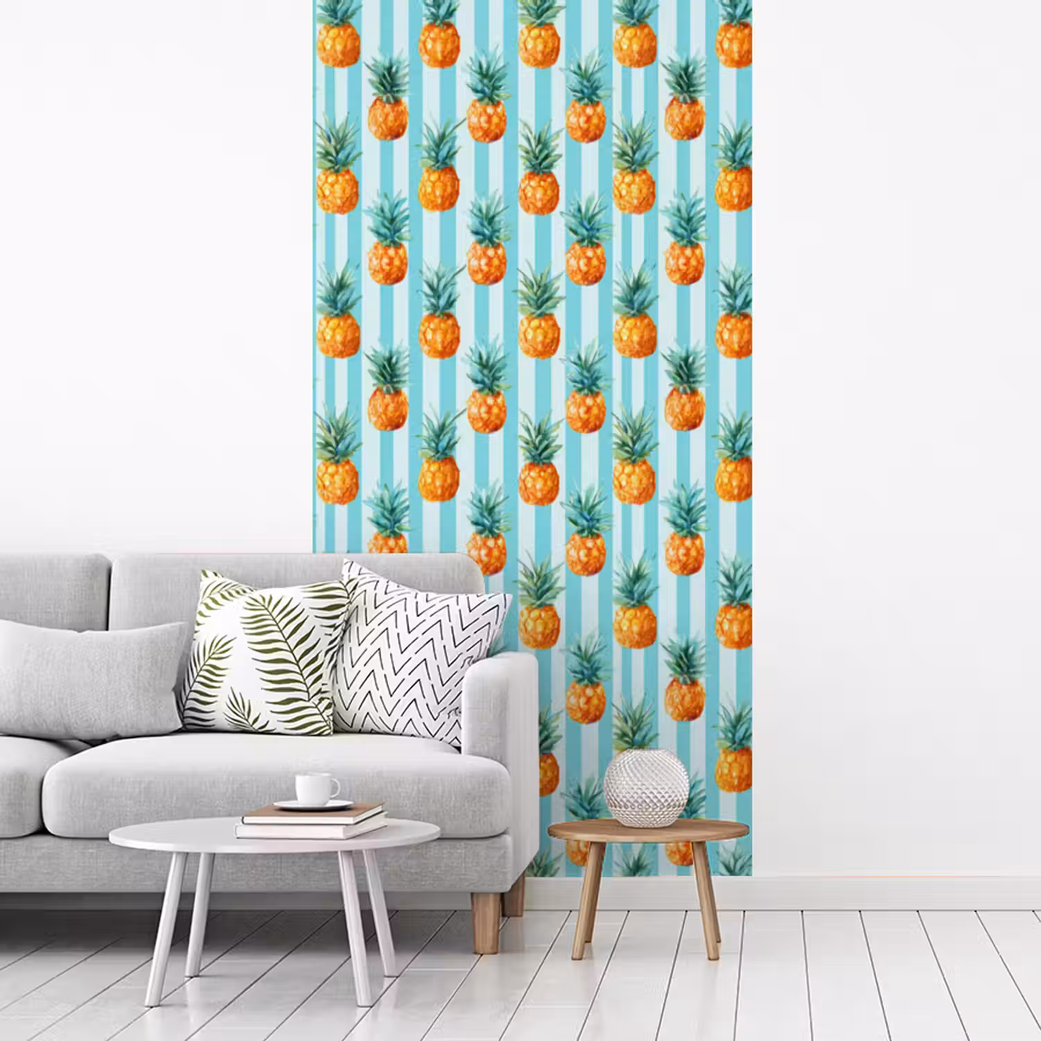 Ananas - Strepen - Groen fotobehang vinyl groot 64 -woonkamer