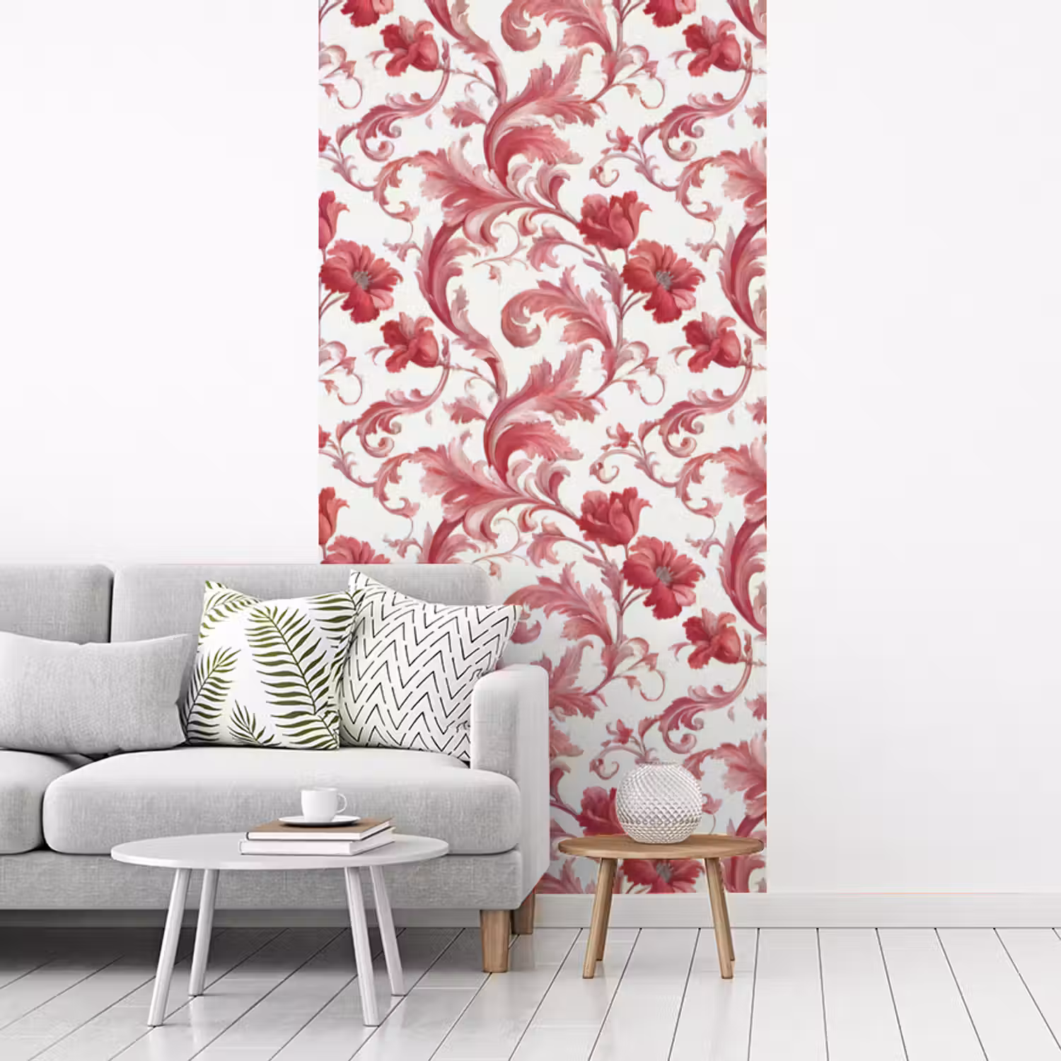 Barok - Patroon - Rood fotobehang vinyl groot 64 -woonkamer