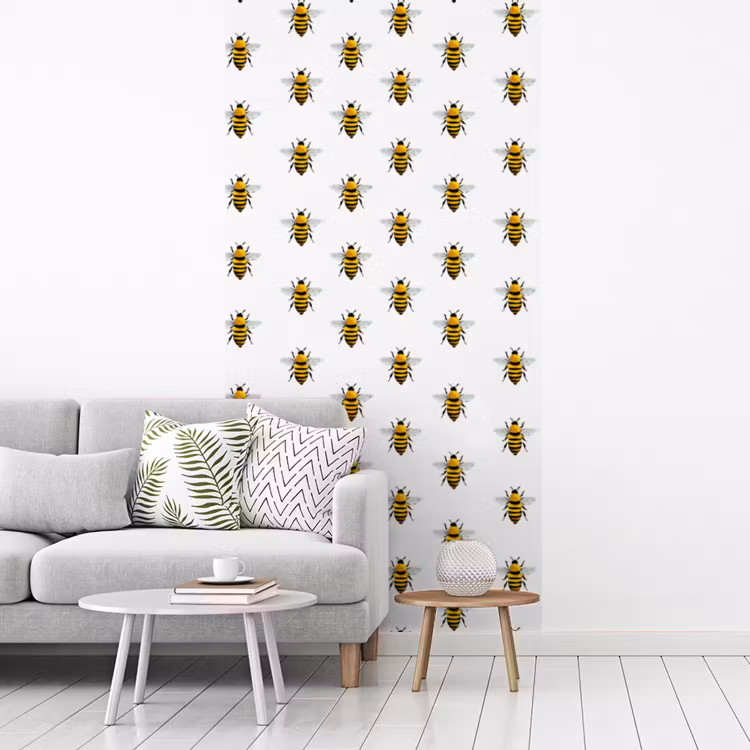Bijen - Tijdloos - Wit fotobehang vinyl groot 64 -woonkamer