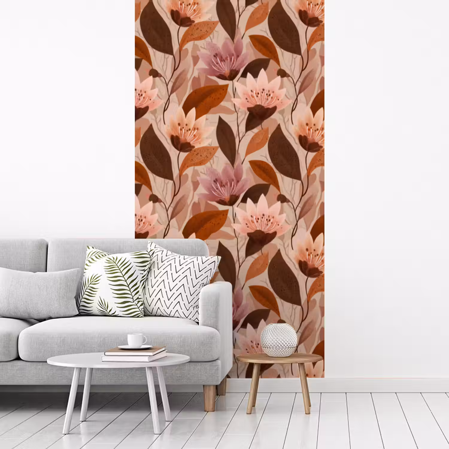 Bloemen - Bladeren - Bruin fotobehang vinyl groot 64 -woonkamer