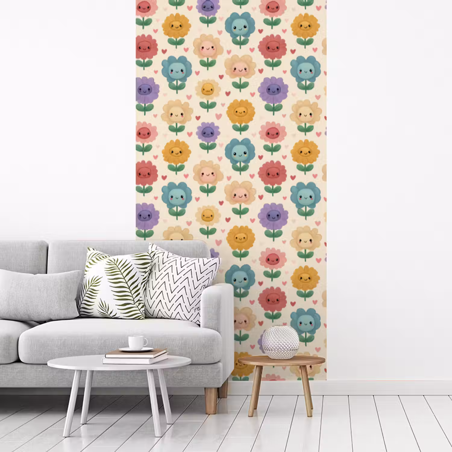 Bloemen - Hartjes - Kleurrijk fotobehang vinyl groot 64 -woonkamer