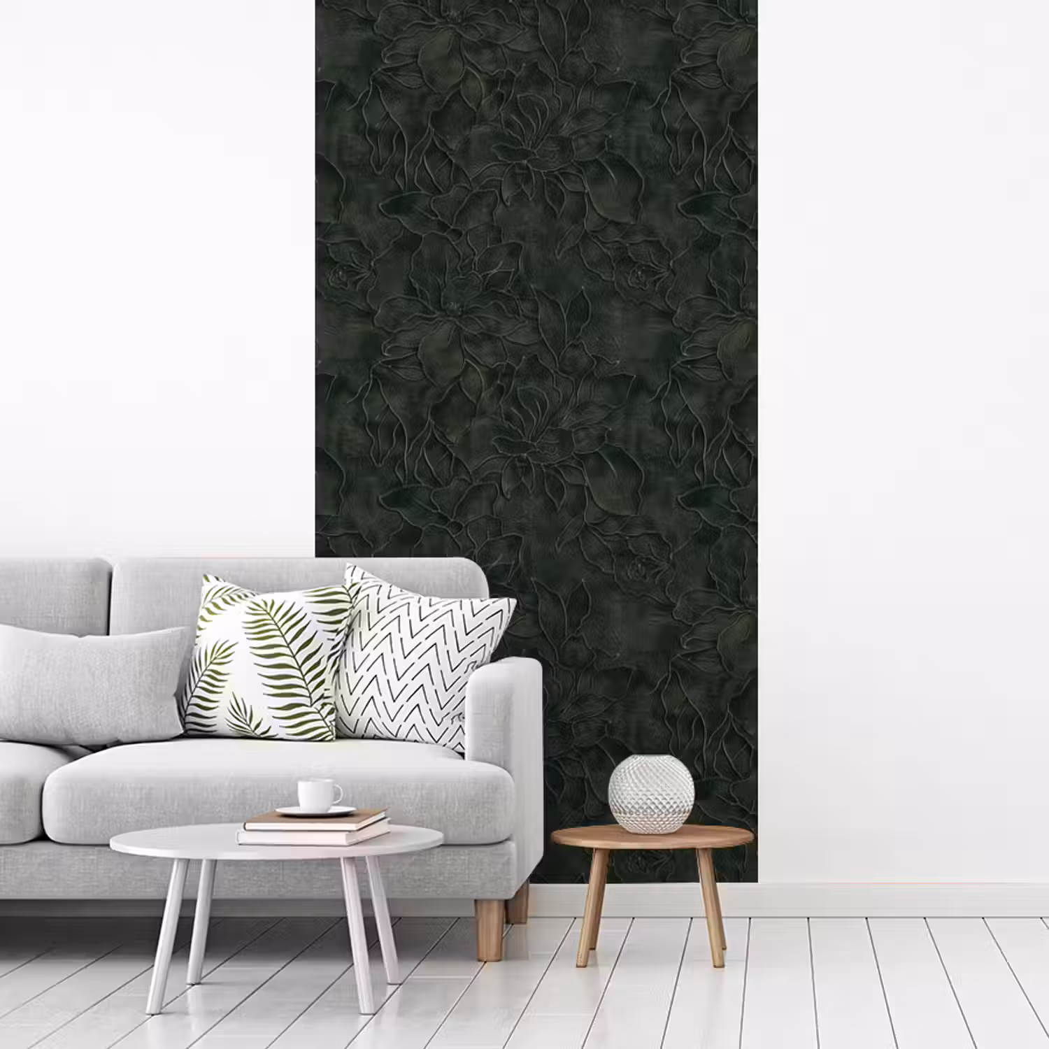 Bloemen - Lijnen - Groen fotobehang vinyl groot 64 -woonkamer