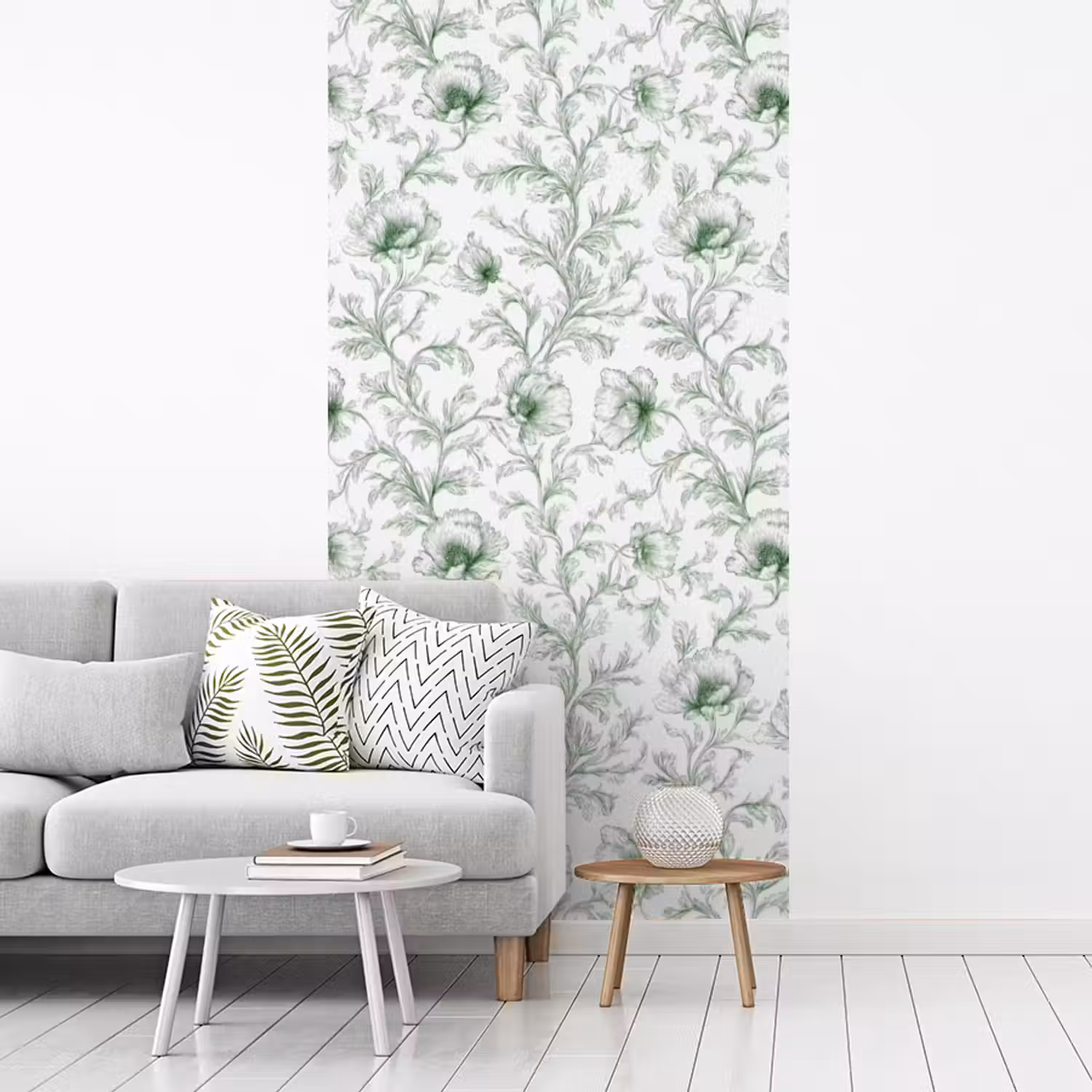 Bloemen - Getekend - Groen fotobehang vinyl groot 64 -woonkamer