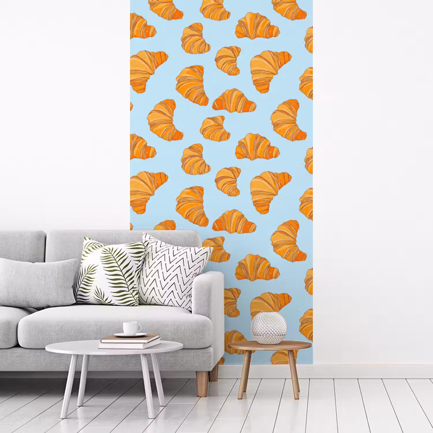 Croissant - Speels - Blauw fotobehang vinyl groot 64 -woonkamer