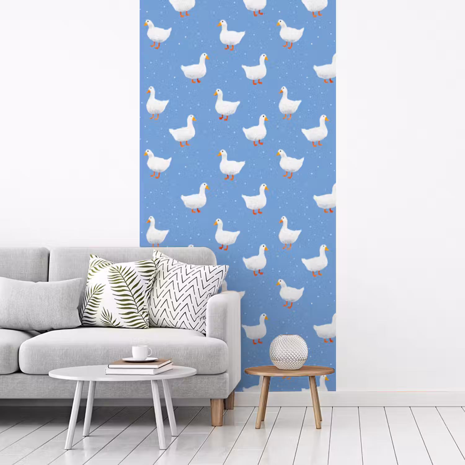 Ganzen - Elegant - Blauw fotobehang vinyl groot 64 -woonkamer