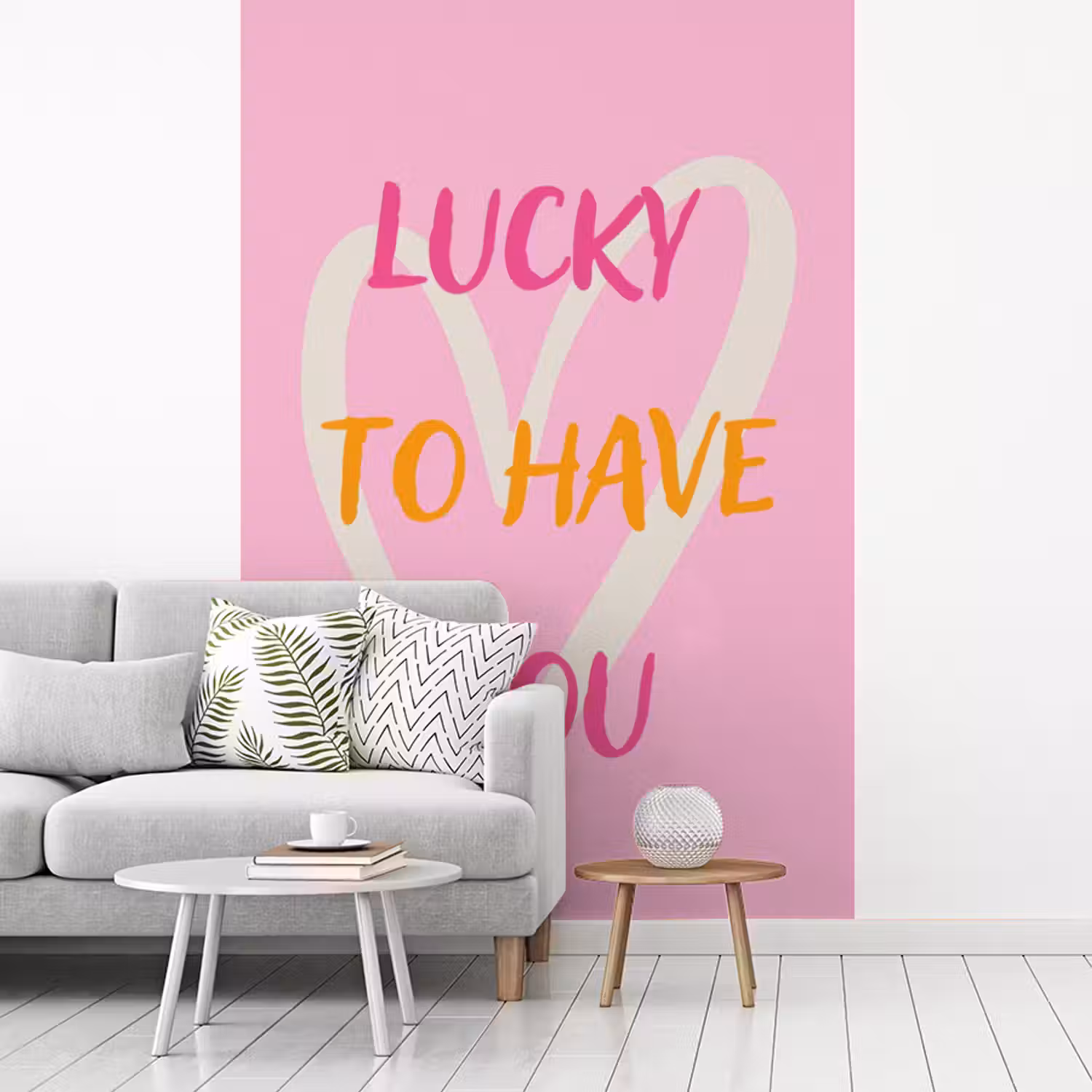 Lucky - Love - Valentijn - Roze fotobehang vinyl groot -woonkamer