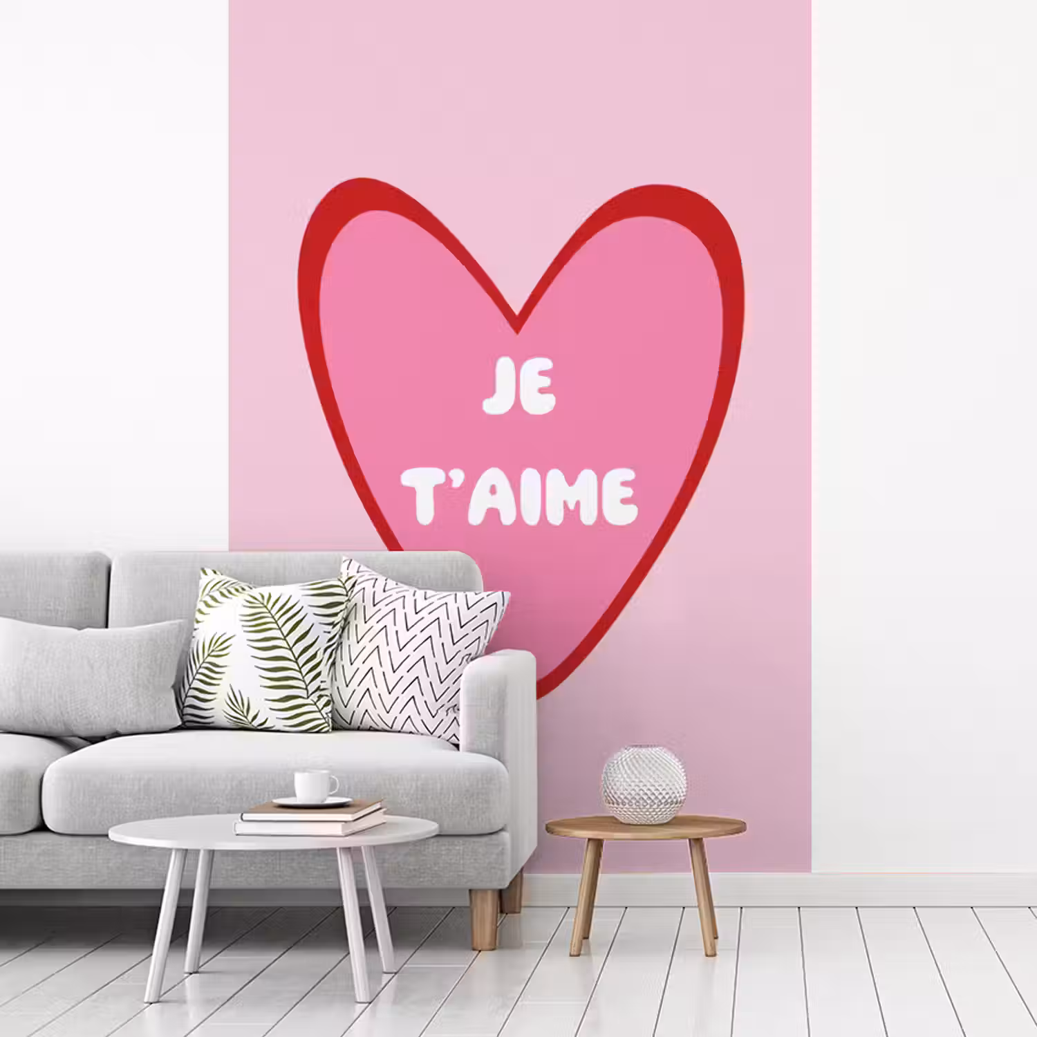 Hart - Frans - Valentijn - Roze fotobehang vinyl groot -woonkamer
