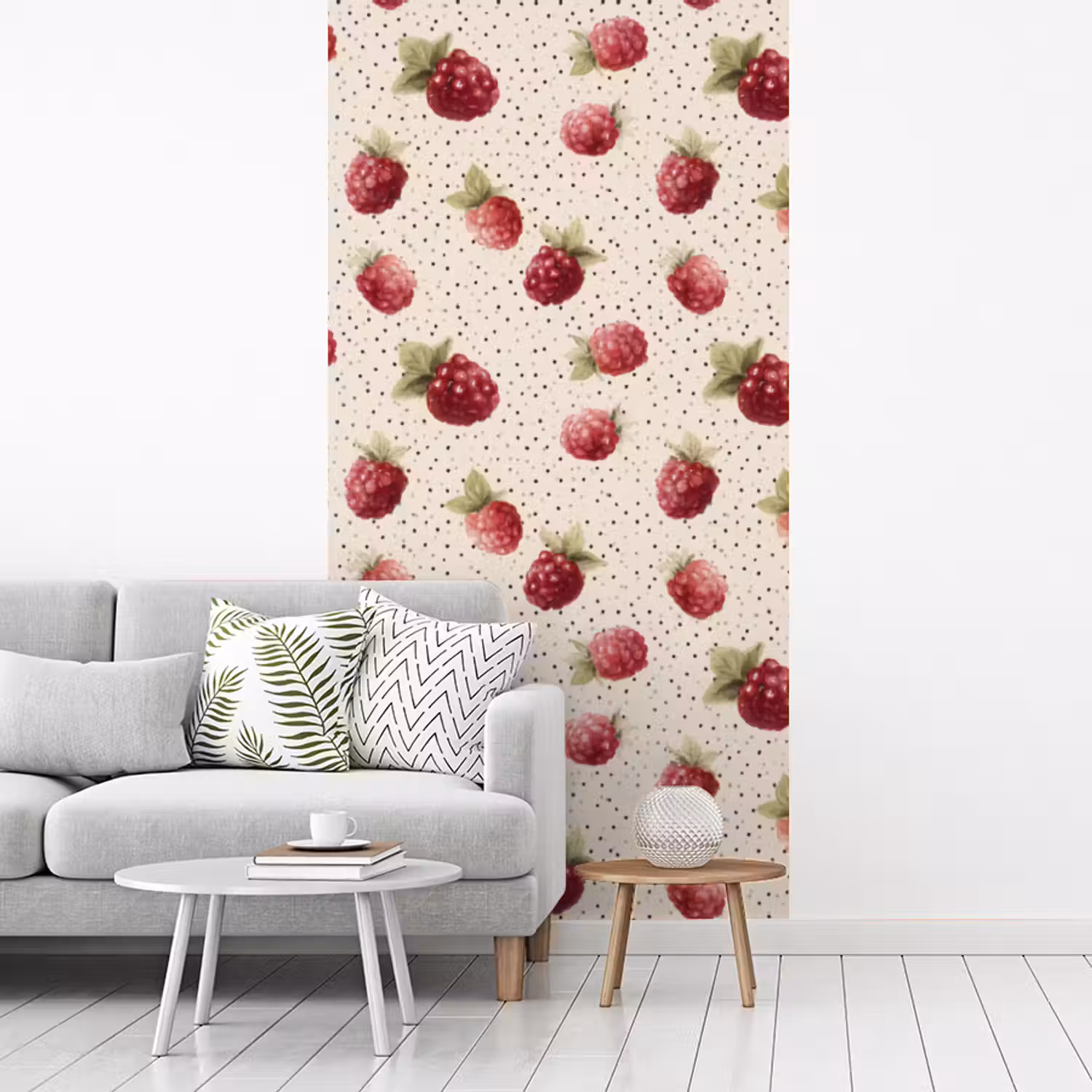 Framboos - Stippen - Rood fotobehang vinyl groot 64 -woonkamer