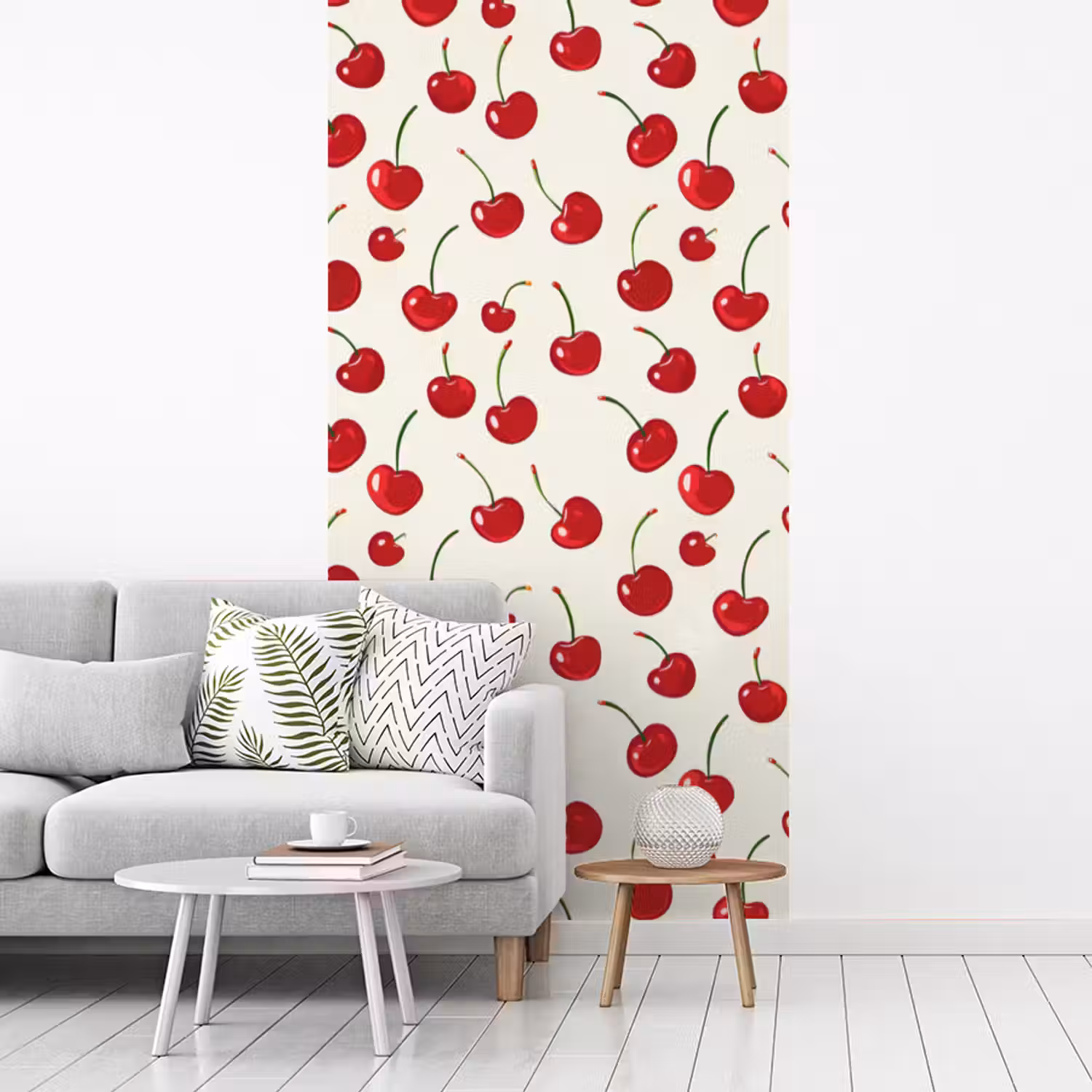 Kersen - Minimalistisch - Rood fotobehang vinyl groot 64 -woonkamer