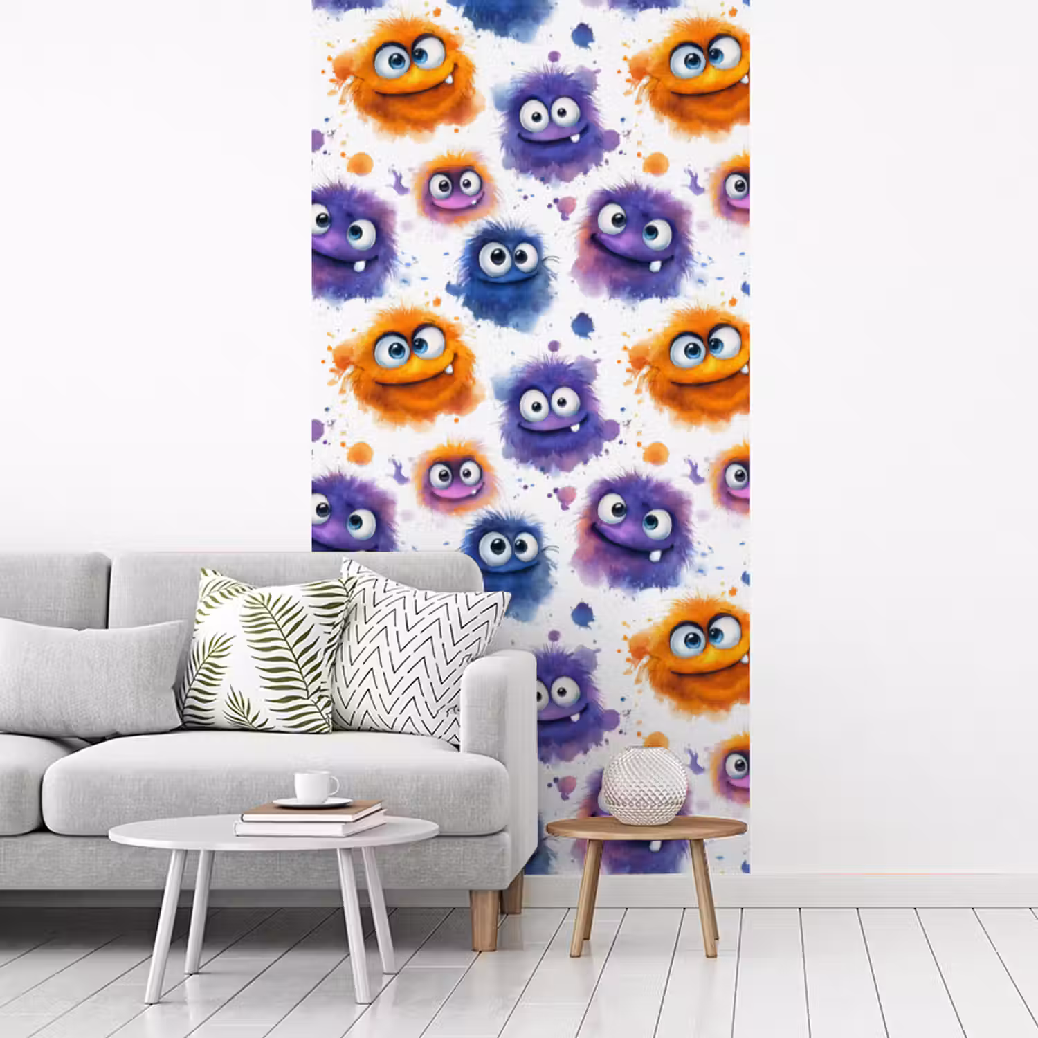 Monstertjes - Aquarel - Kleurrijk fotobehang vinyl groot 64 -woonkamer