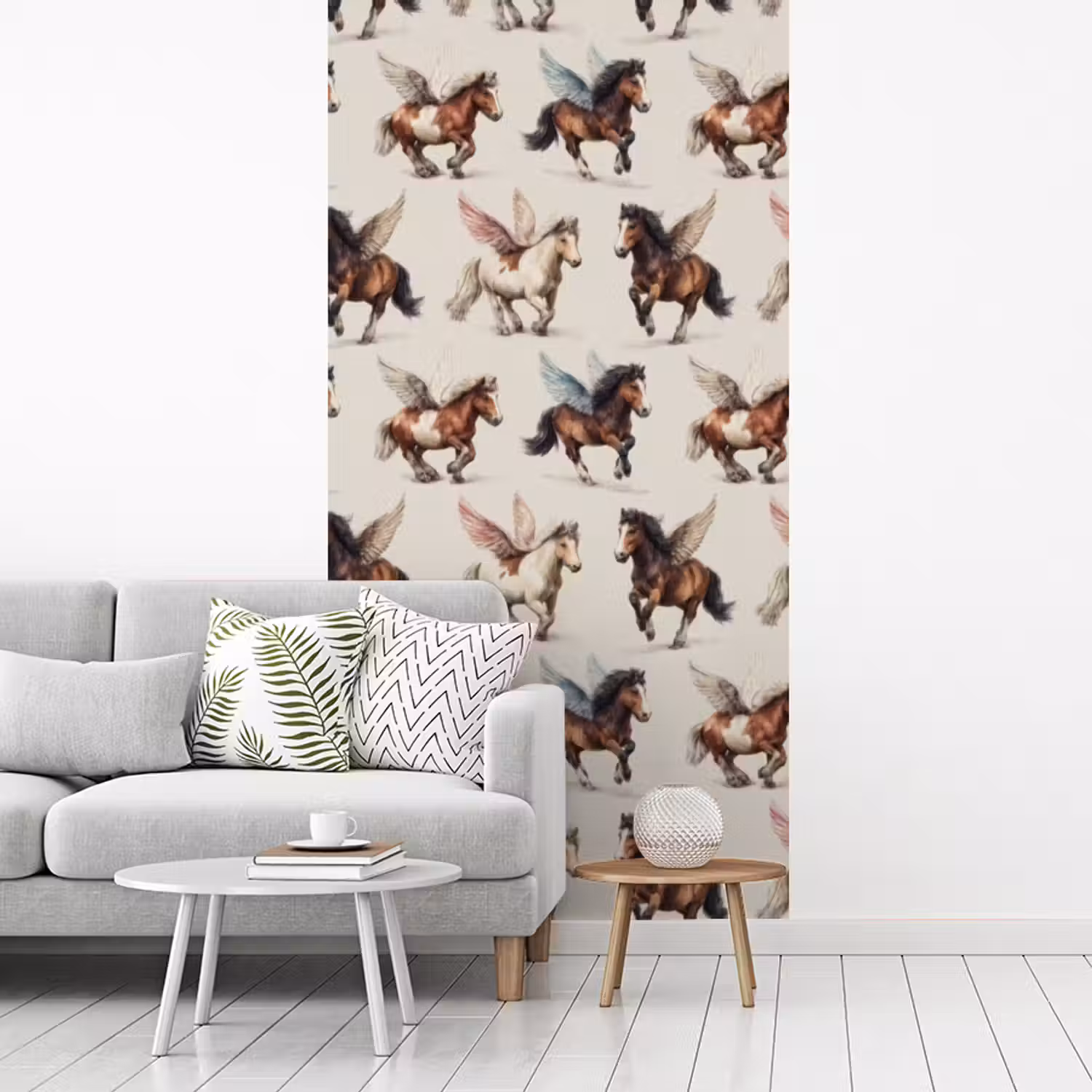 Paarden - Vleugels - Kleurrijk fotobehang vinyl groot 64 -woonkamer