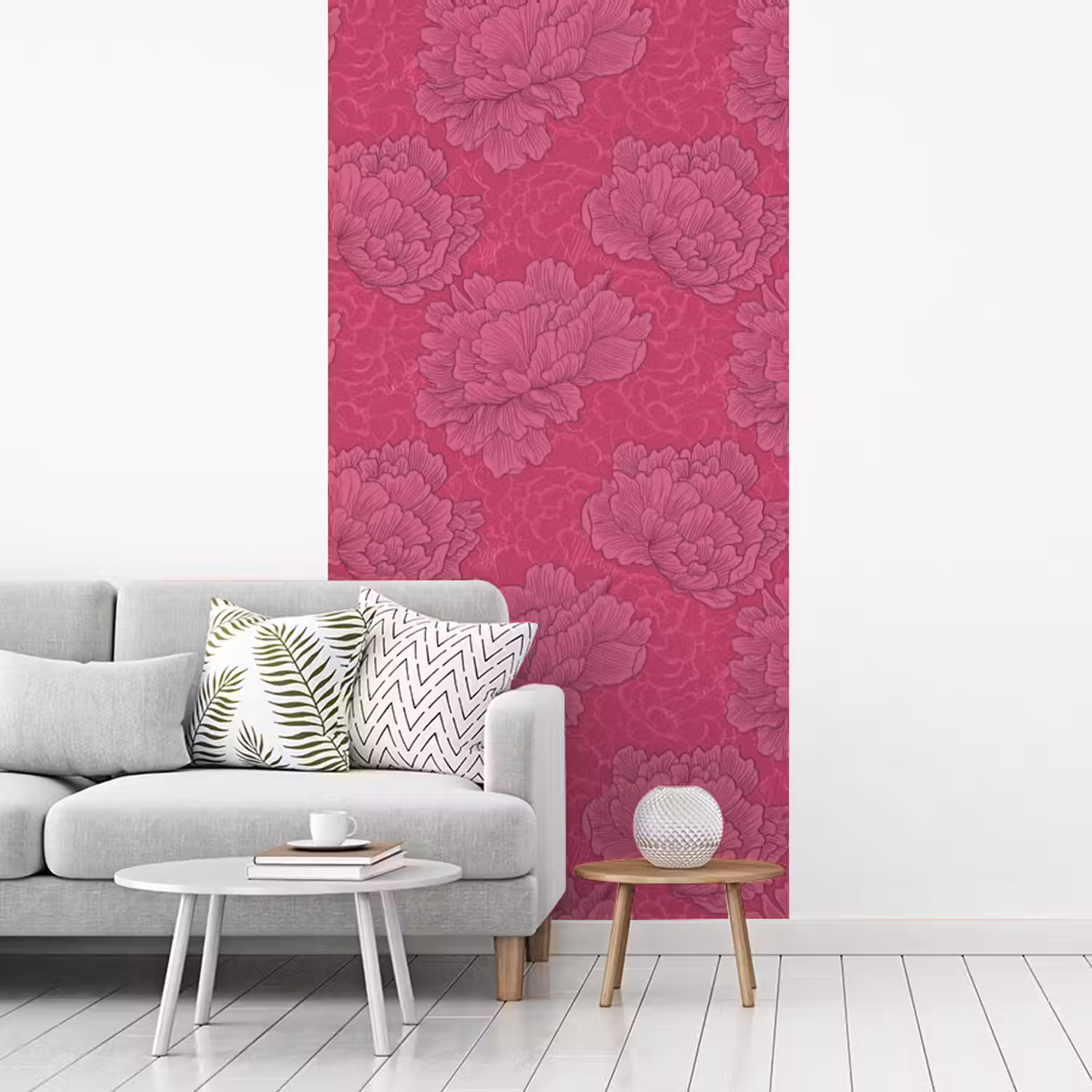 Pioenrozen - Energiek - Roze fotobehang vinyl groot 64 -woonkamer