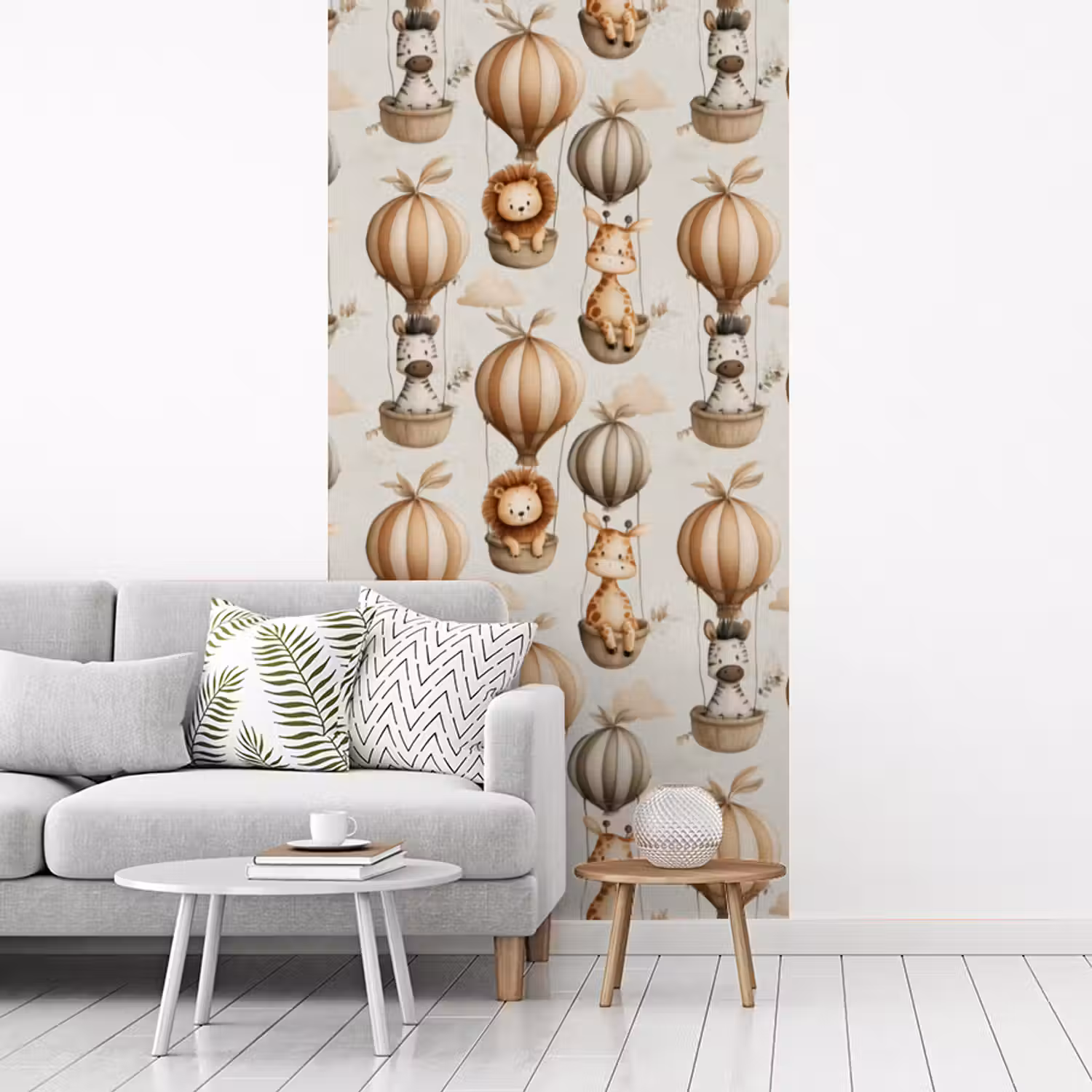 Safari - Luchtballonen - Taupe fotobehang vinyl groot 64 -woonkamer