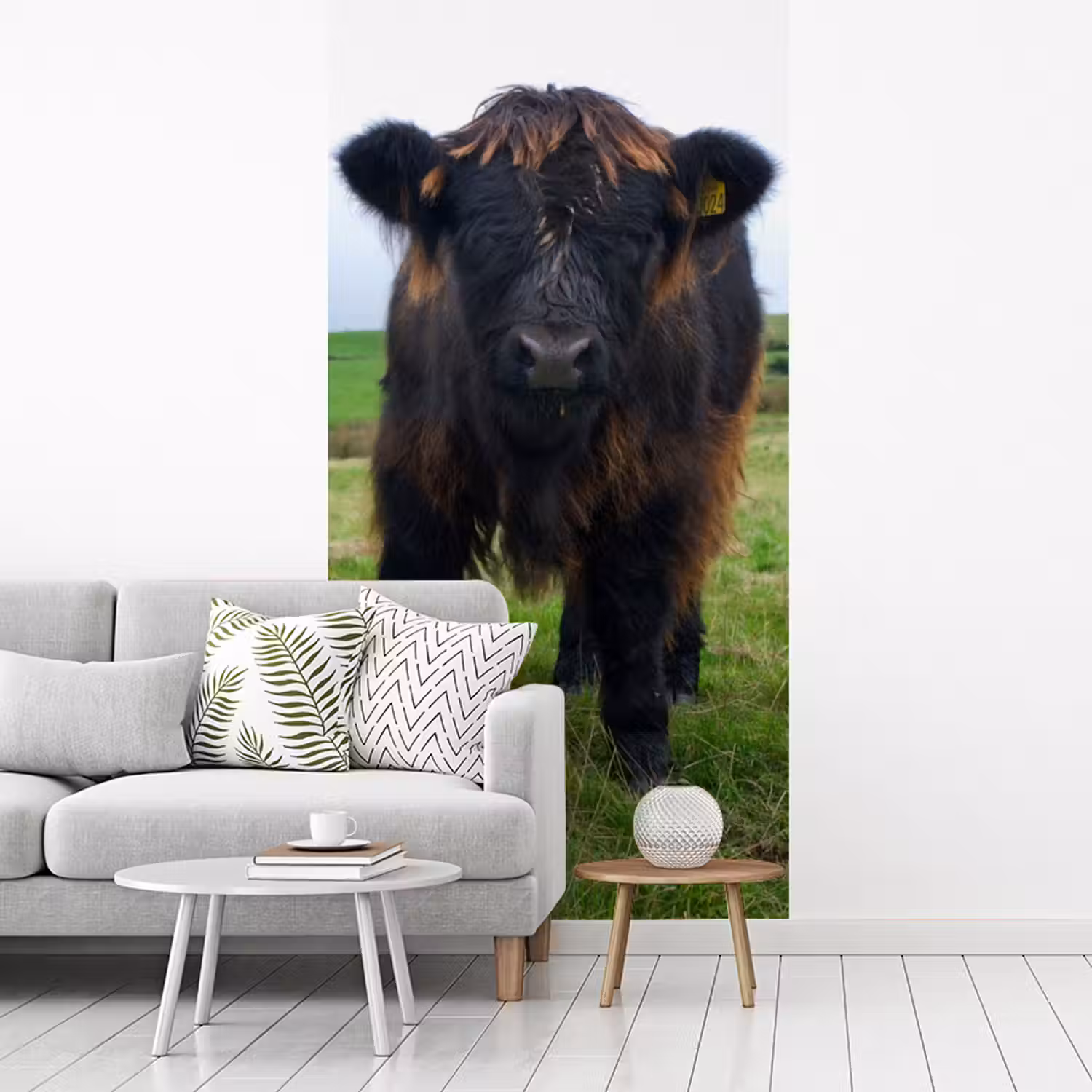 Schotse hooglander - Koeien - Natuur - Groen - Gras fotobehang vinyl groot -woonkamer