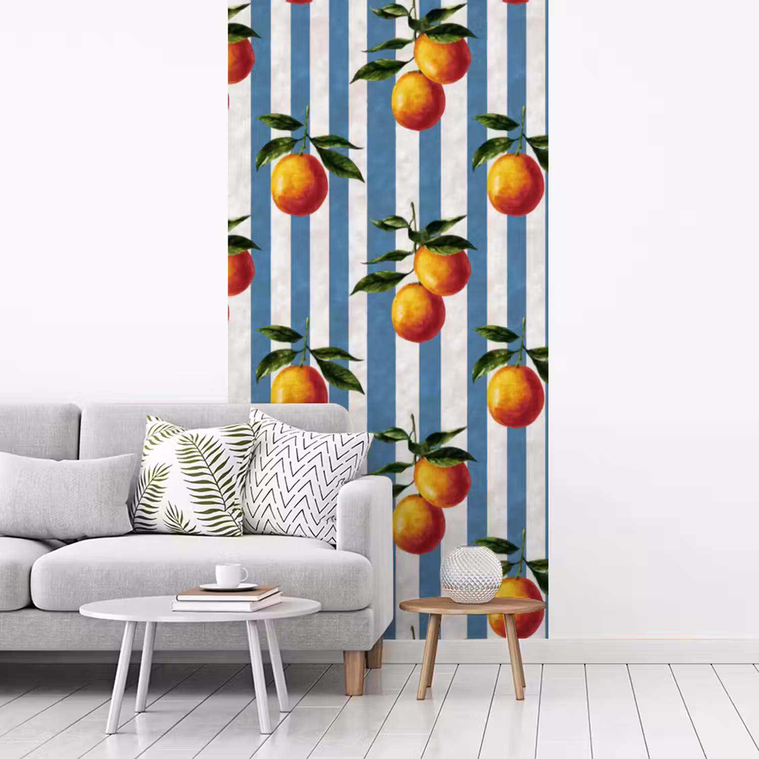 Strepen - Citroen - Blauw fotobehang vinyl groot 64 -woonkamer