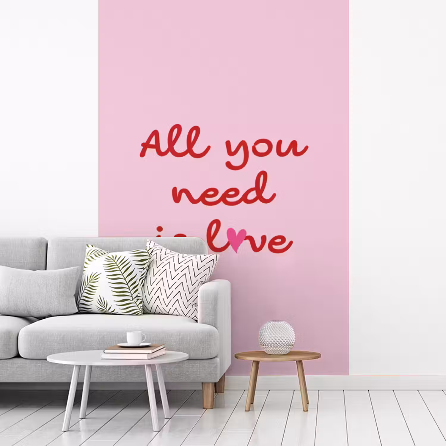 Tekst - Roze - Love - Hart fotobehang vinyl groot -woonkamer