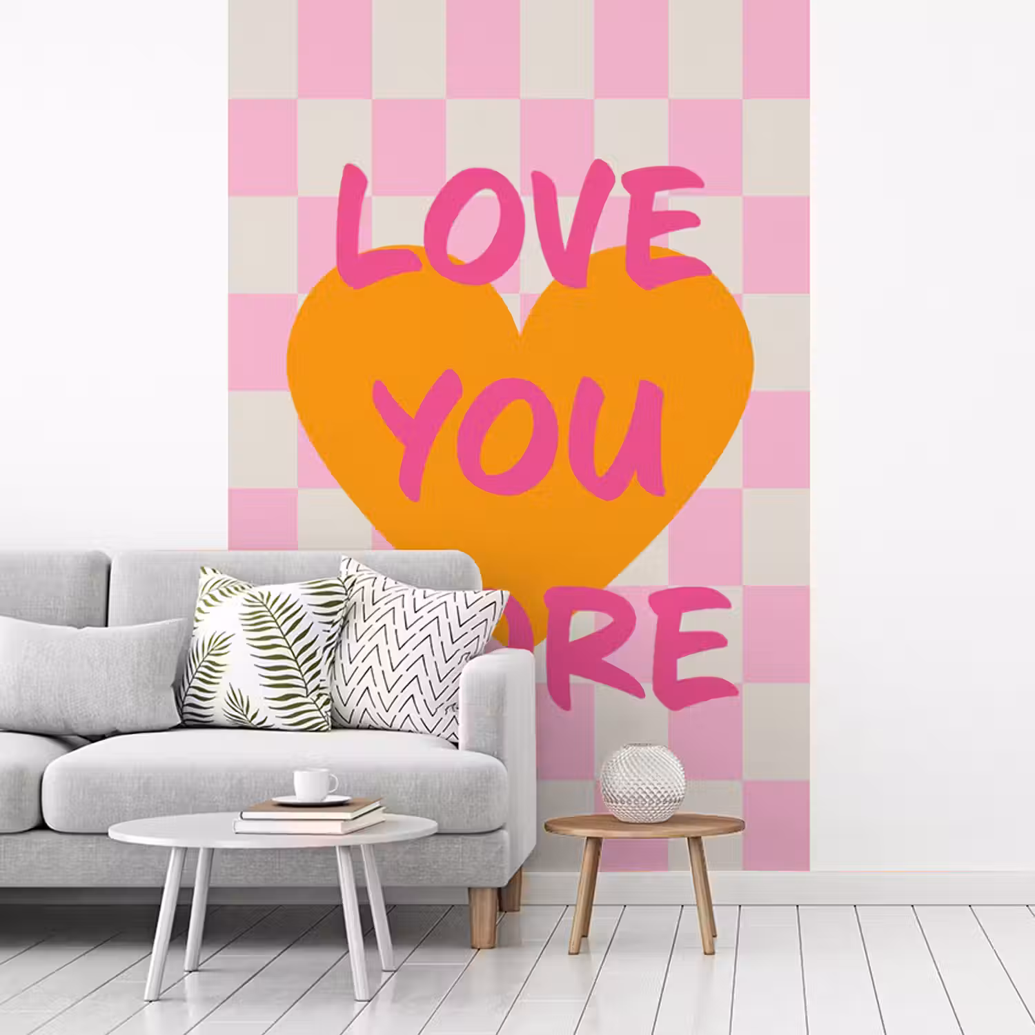 Valentijn - Love - Roze - Oranje fotobehang vinyl groot -woonkamer