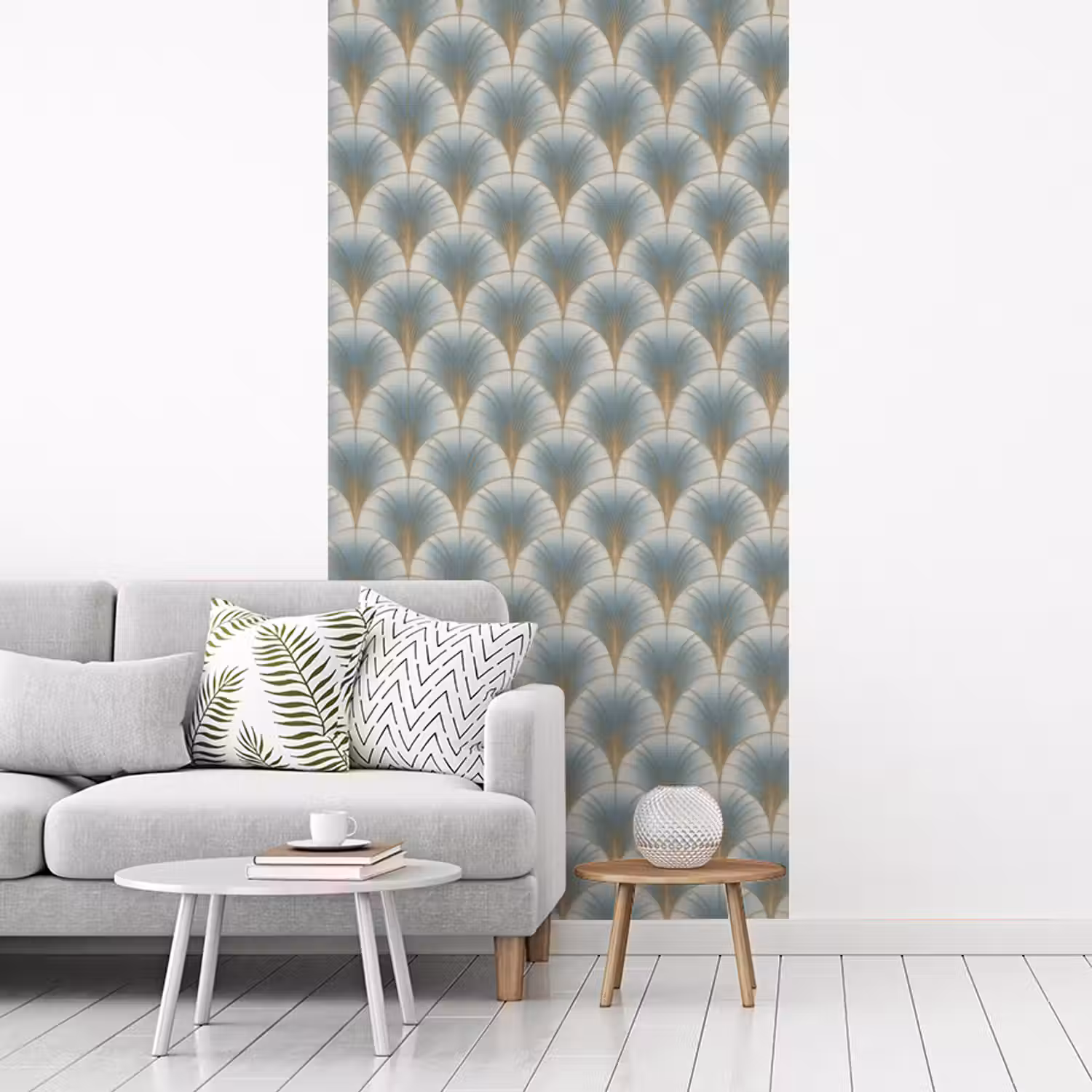 Waaier - Klassiek - Blauw fotobehang vinyl groot 64 -woonkamer