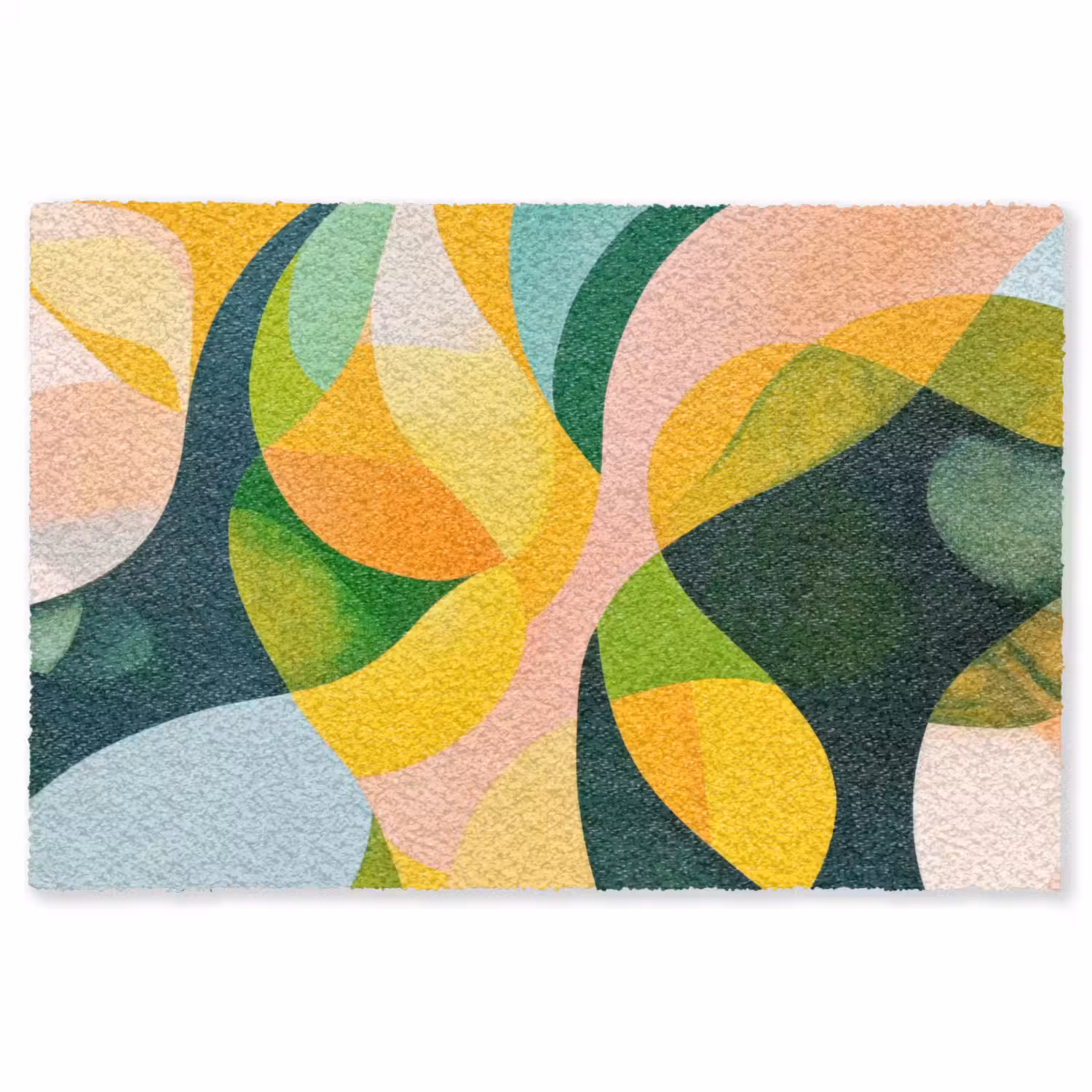 Abstract - Geel - Roze - Groen Vloerkleed Rechthoek klein -3d