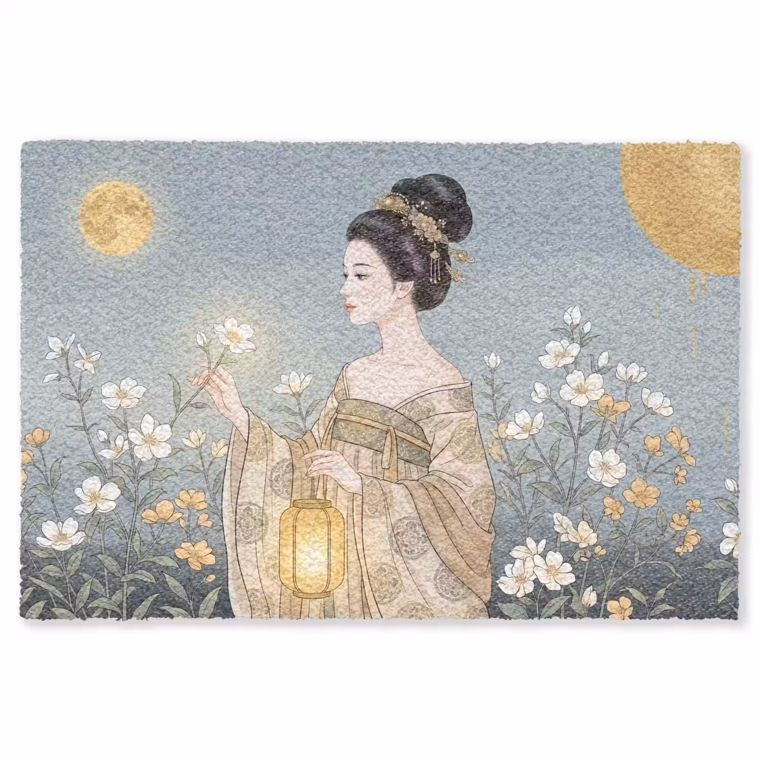 Aziatisch - Vrouw - Kimono Vloerkleed Rechthoek klein -3d