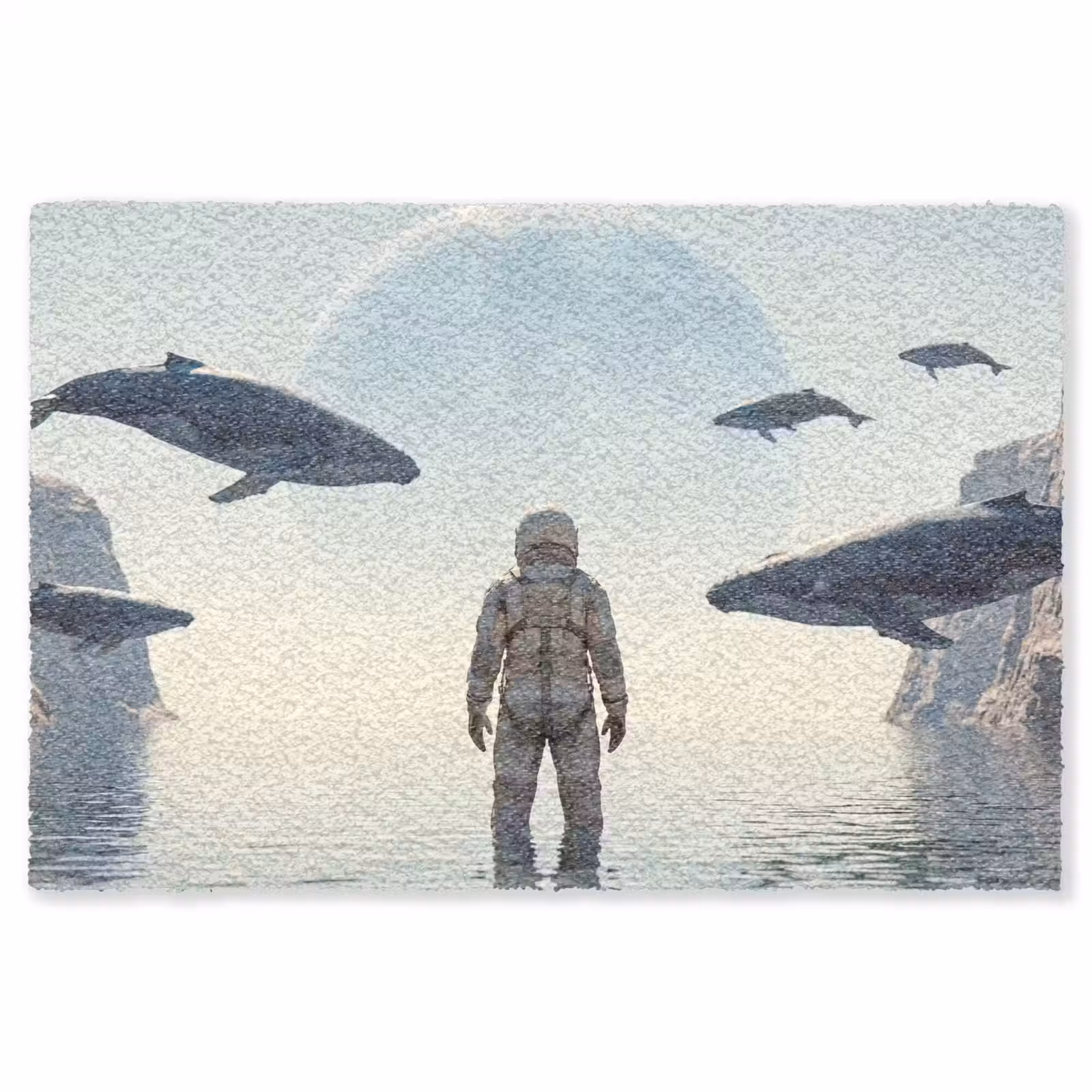 Teppich - Astronaut – Wal – Fantasie - Ruimtevaarder - Walvis - Fantasie Vloerkleed Rechthoek klein
