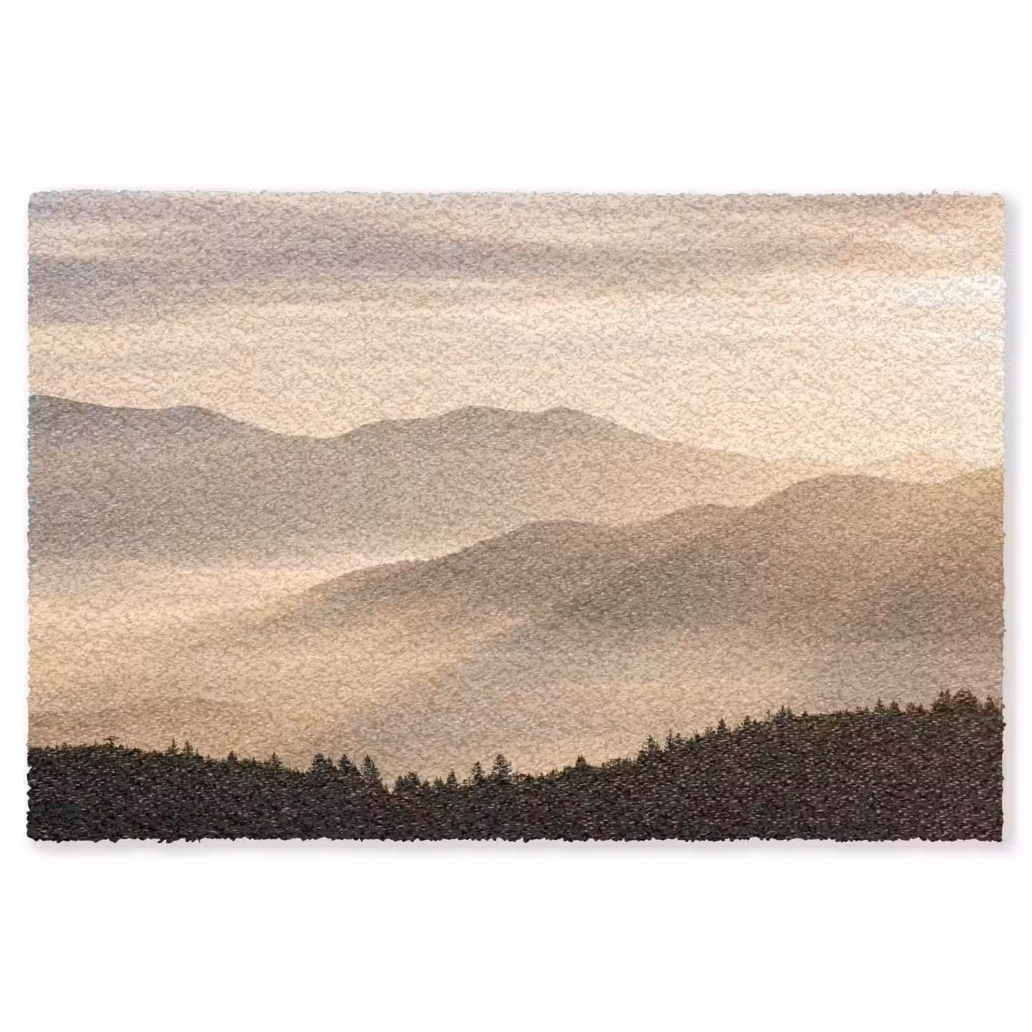 Bergen - Mist - Zonnestralen Vloerkleed Rechthoek klein -3d