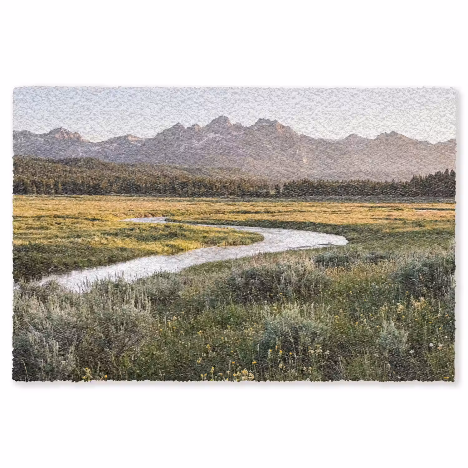 Berglandschap - Rivier - Bos Vloerkleed Rechthoek klein -3d