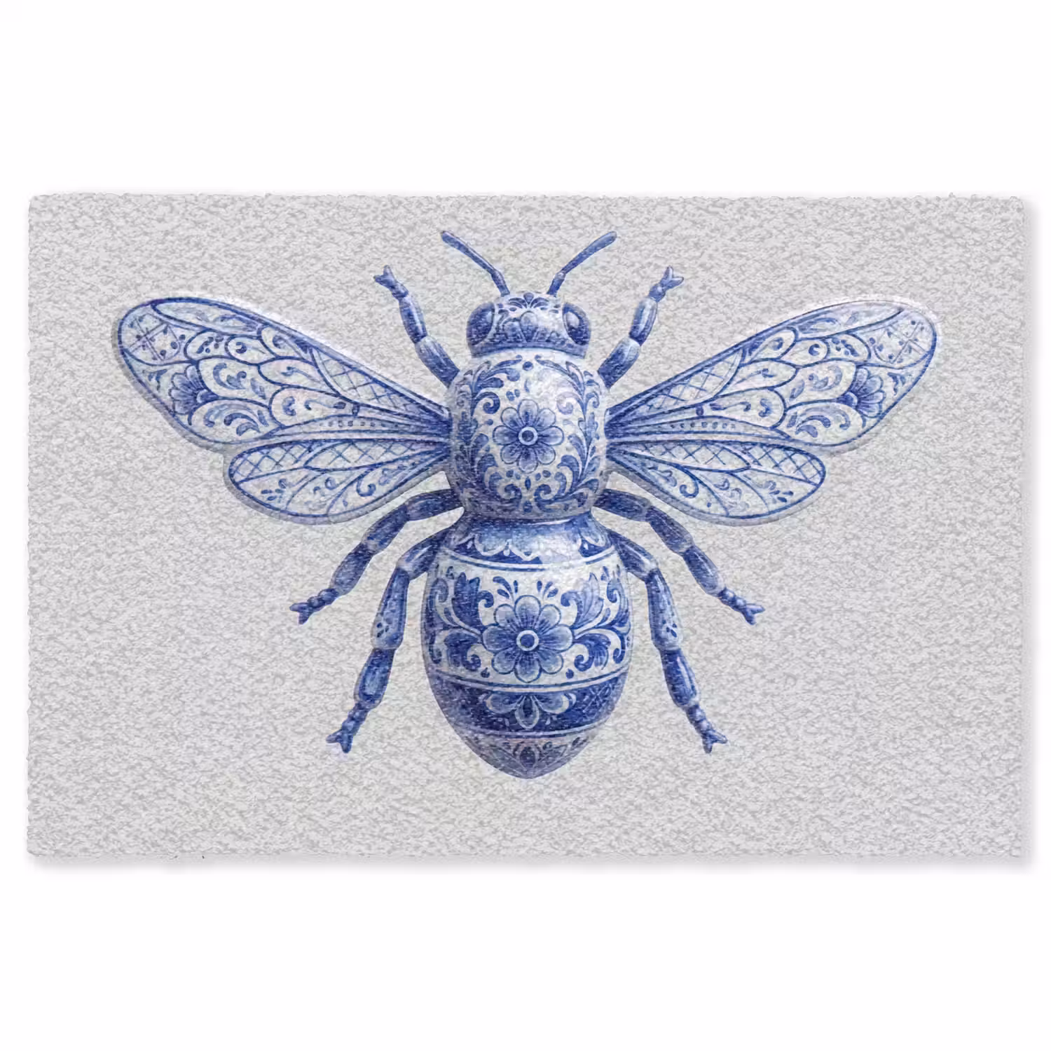 Bij - Modern - Delfts - Blauw Vloerkleed Rechthoek klein -3d