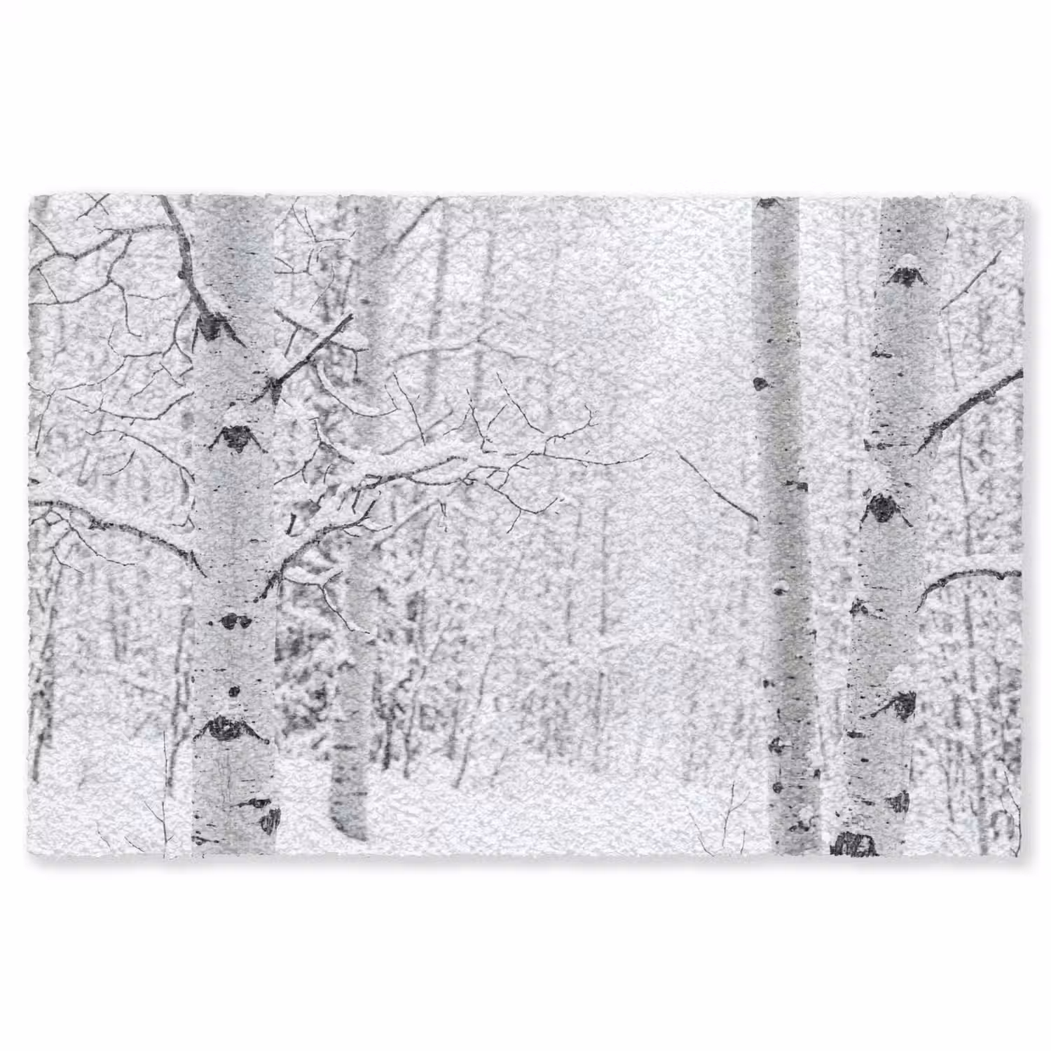 Berkenbomen - Sneeuw - Winter - Bos - Wit Vloerkleed Rechthoek klein -3d