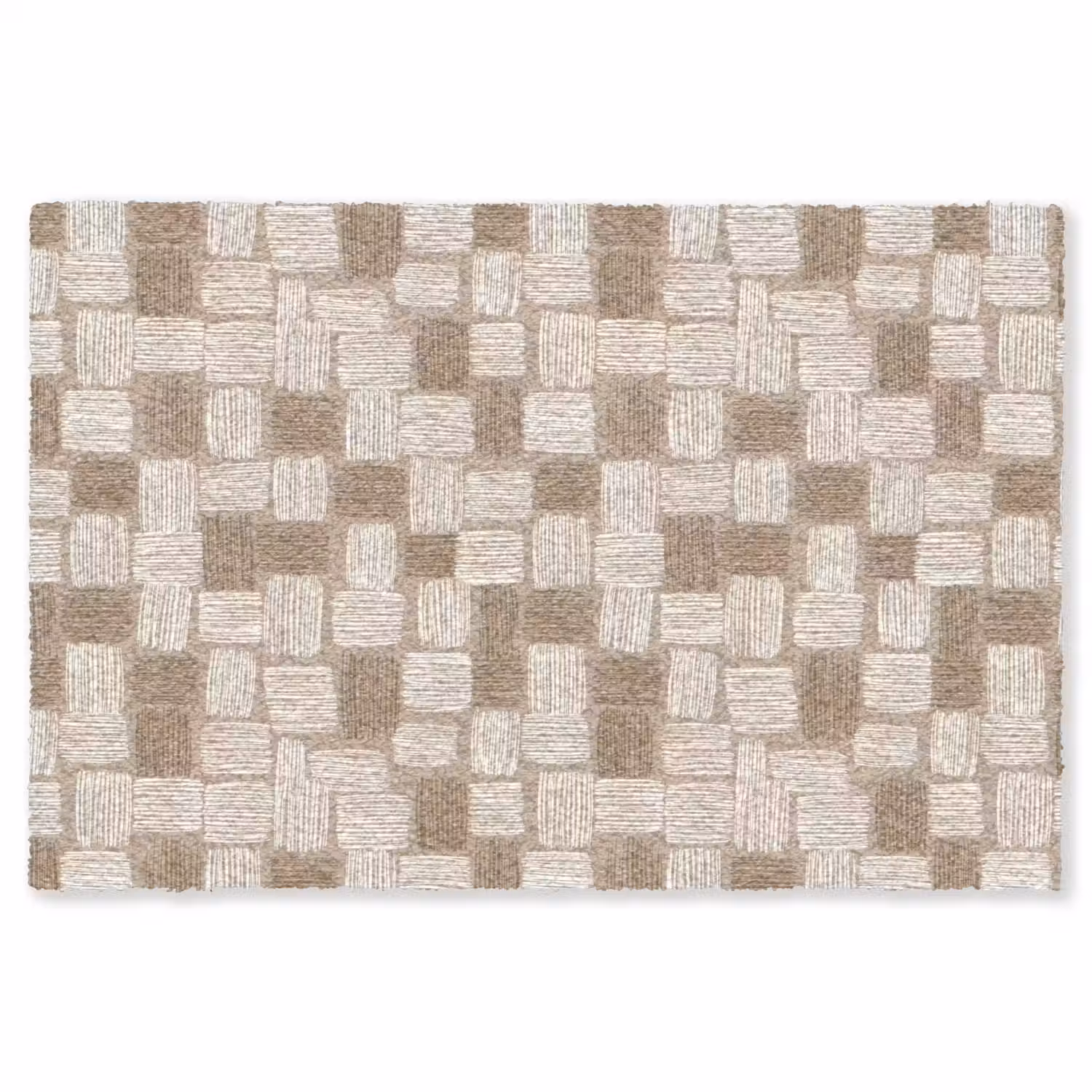 Blok - Patroon - Bruin Vloerkleed Rechthoek klein 1091 -3d
